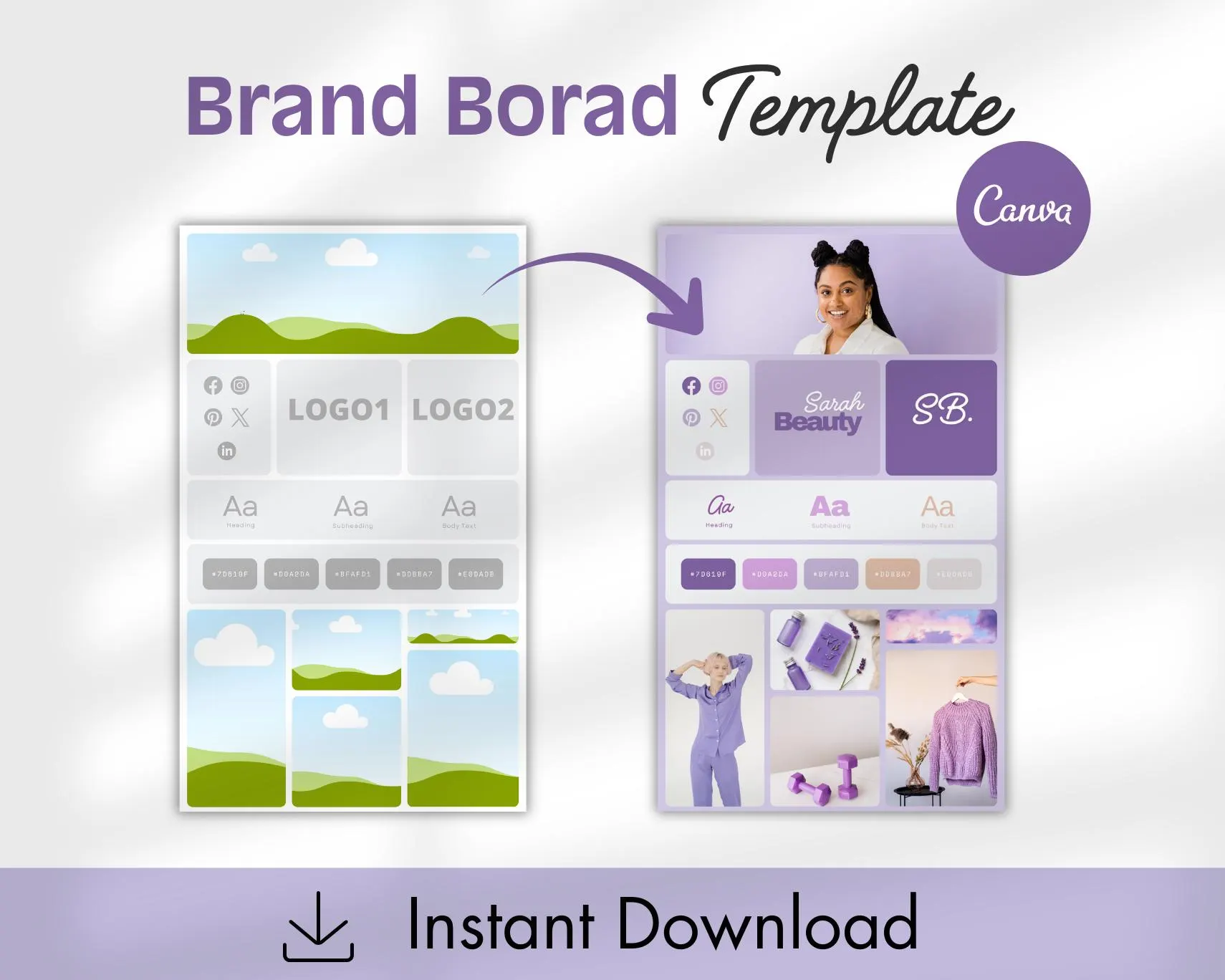 Editable Brand Board Template, Canva Brand Guide (Digital Download)