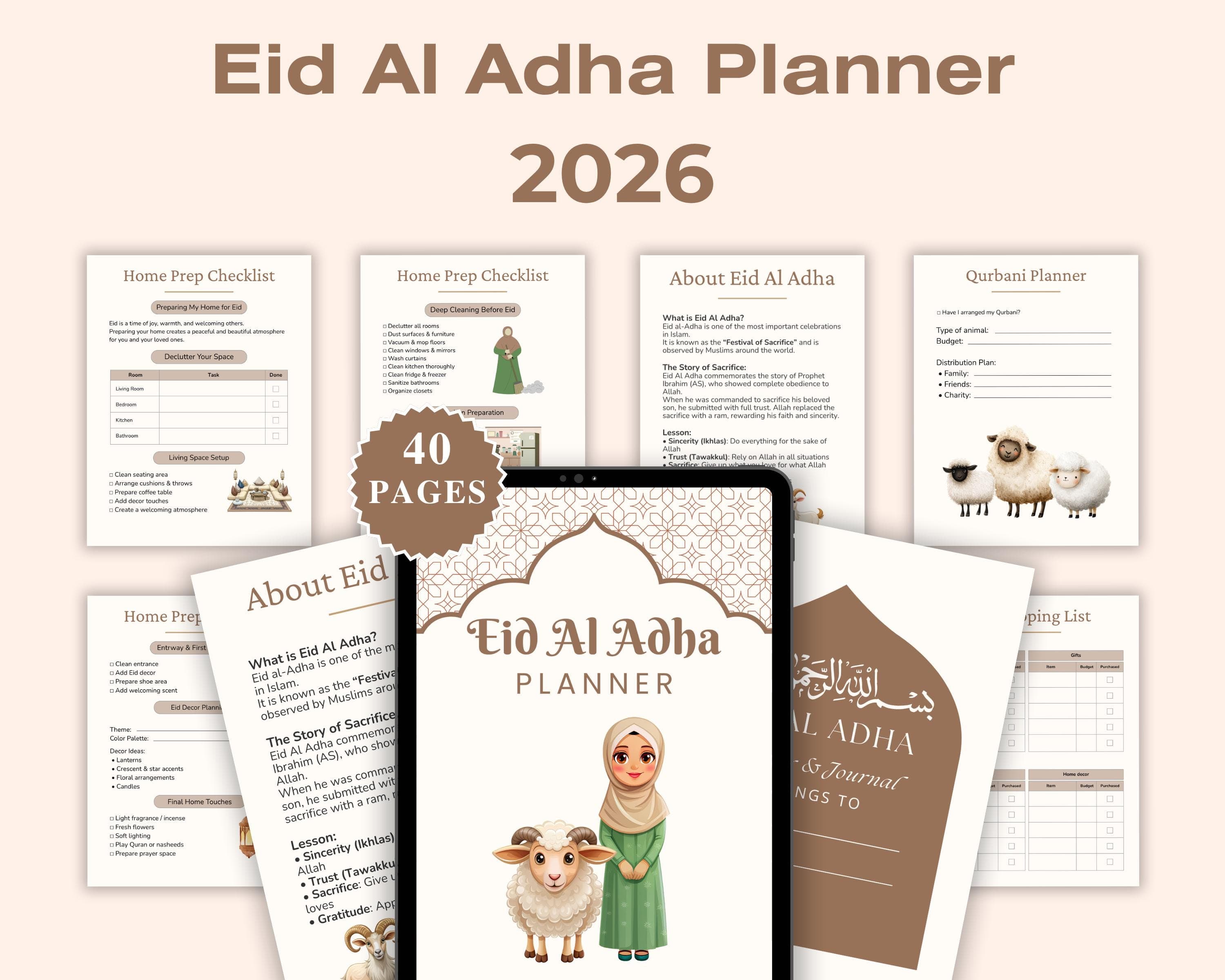Eid Al Adha Planner 2026, Hyperlinked Digital Planner, Printable PDF (Instant Download)