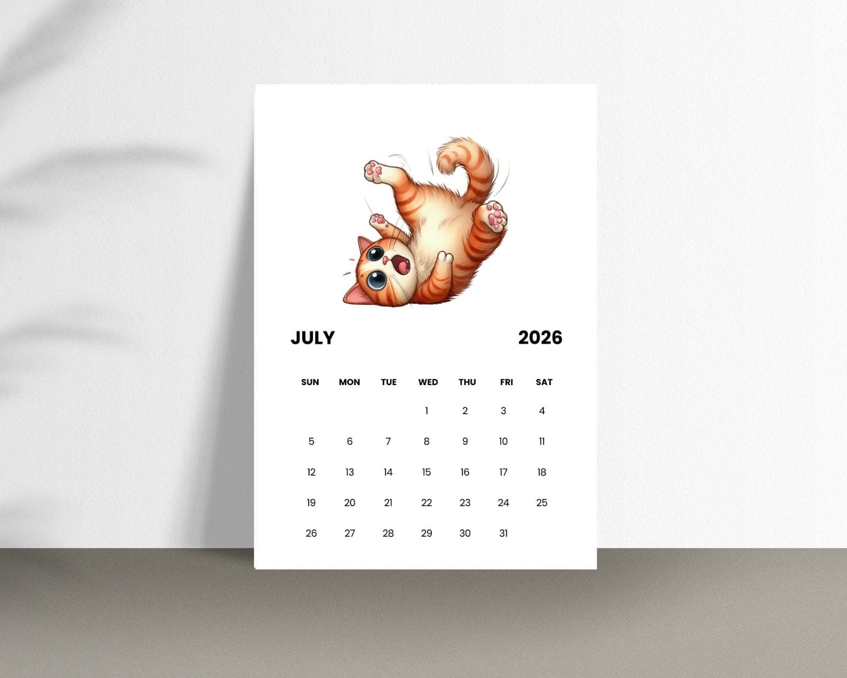 Funny Cat Calendar 2026 | A5 Printable PDF | Sunday Start  | Digital Download | Canva Template - image 5
