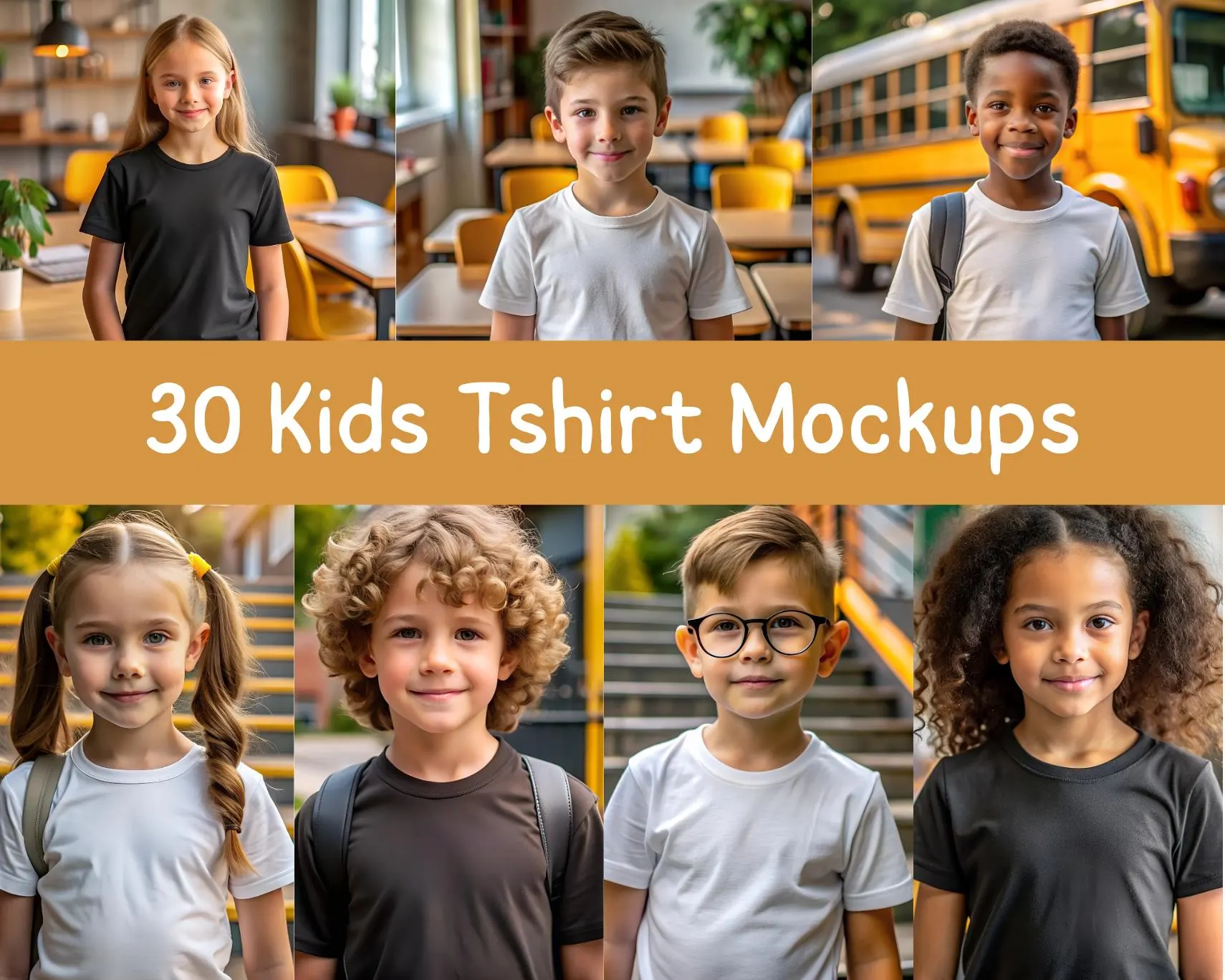 Back to School Kids Tshirt Mockup Bundle (Digital Download)