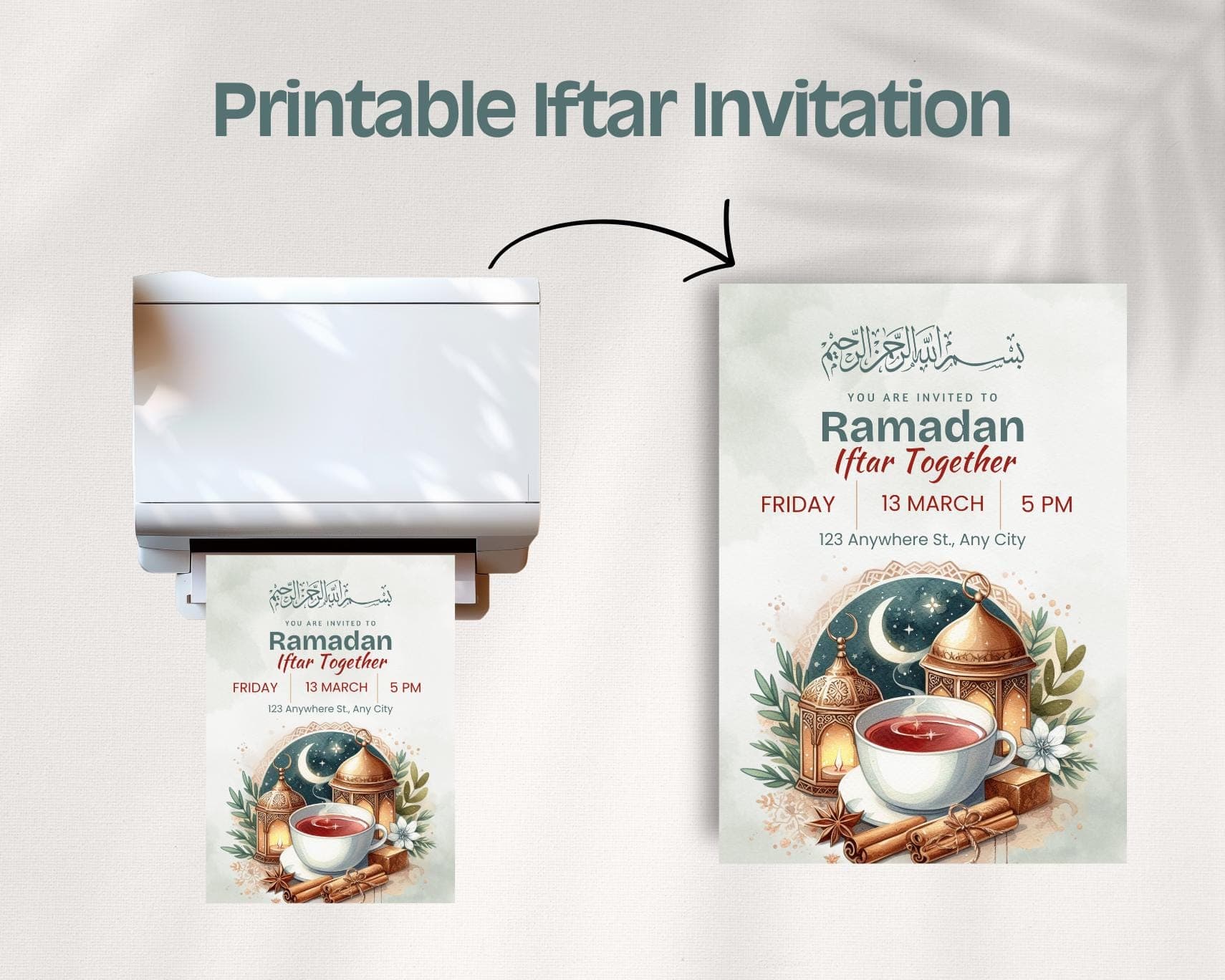 Printable Iftar Invitation, Editable Canva Template, Ramadan Dinner Invite, PDF Instant Download - image 4