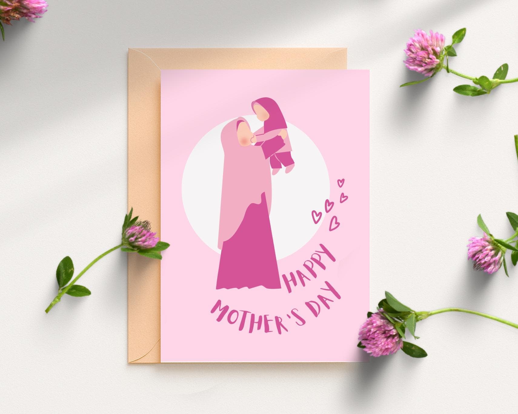 Muslim Mother's Day Card, Hijabi Mom With Daughter Card, Digital download