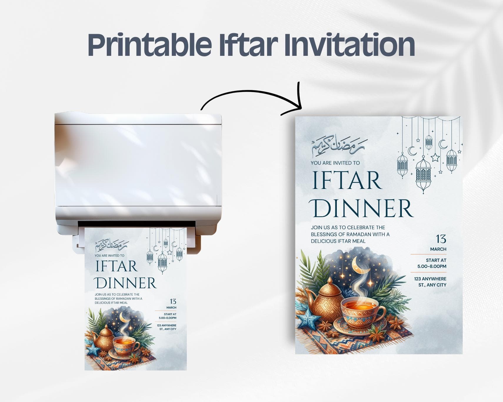 Iftar Invitation Canva Template, Ramadan Iftar Dinner, Printable PDF, Digital Download - image 3