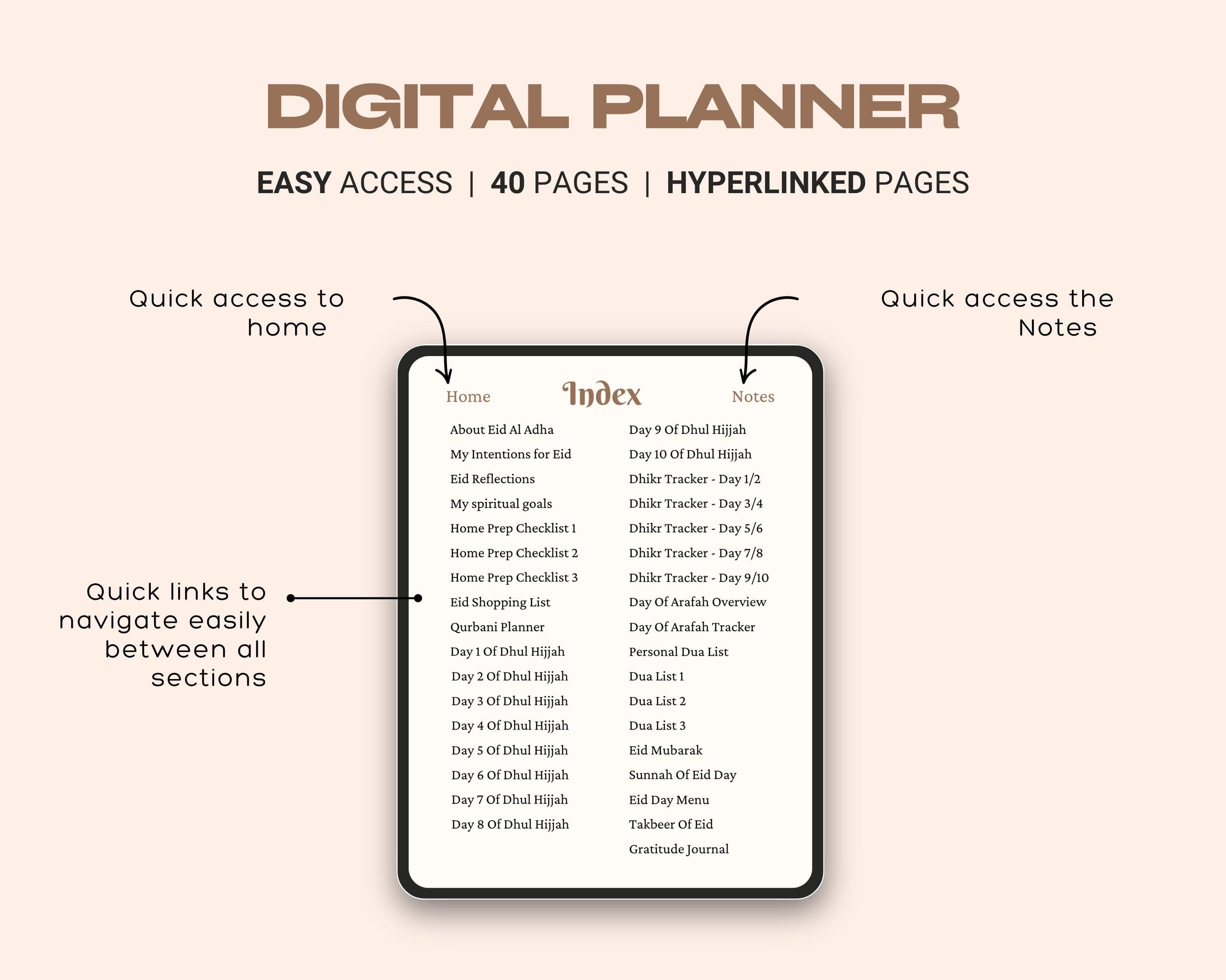 Eid Al Adha Planner 2026, Hyperlinked Digital Planner, Printable PDF (Instant Download) - image 4