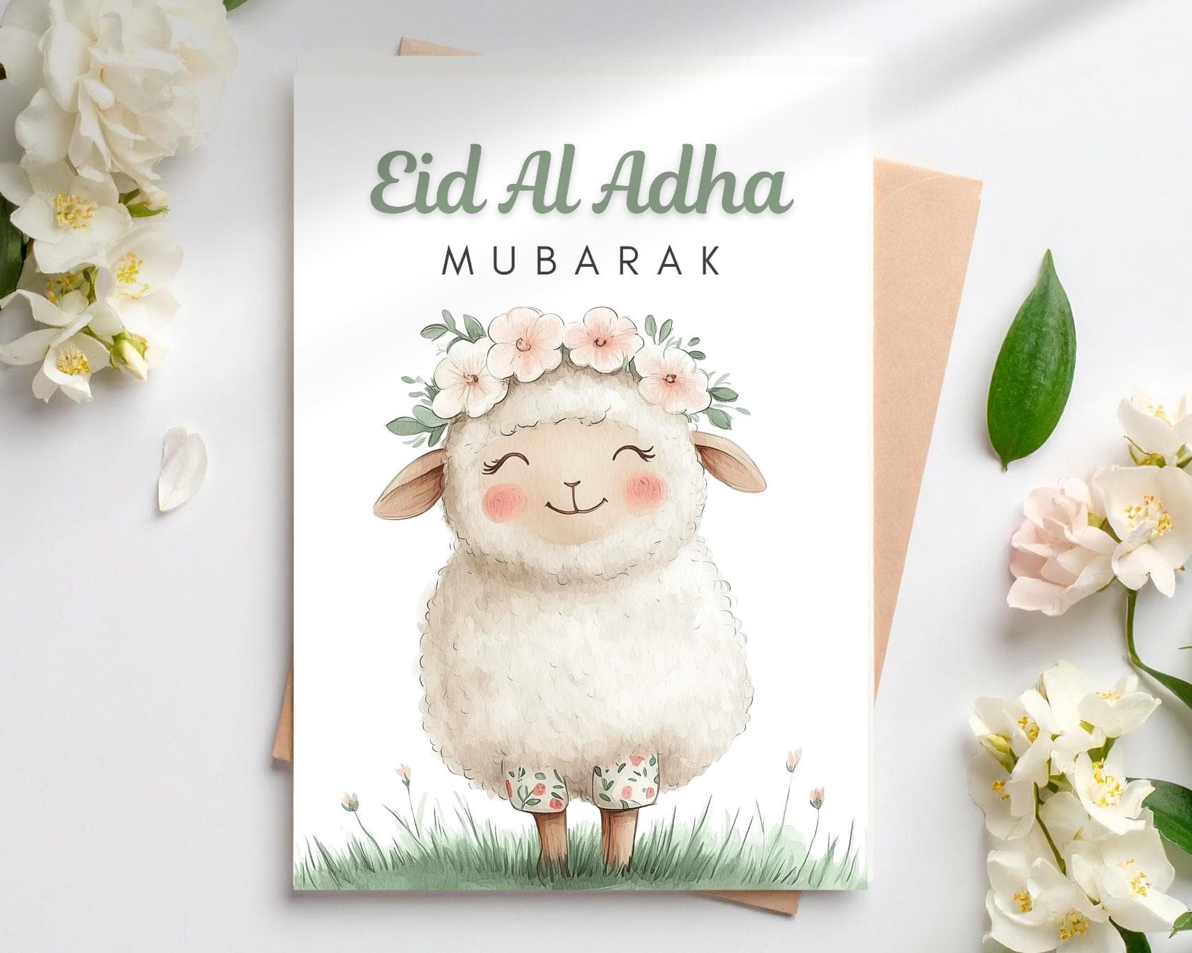 Eid Al Adha Mubarak Card, Printable Greeting Card, 5x7 inch (Digital Download)