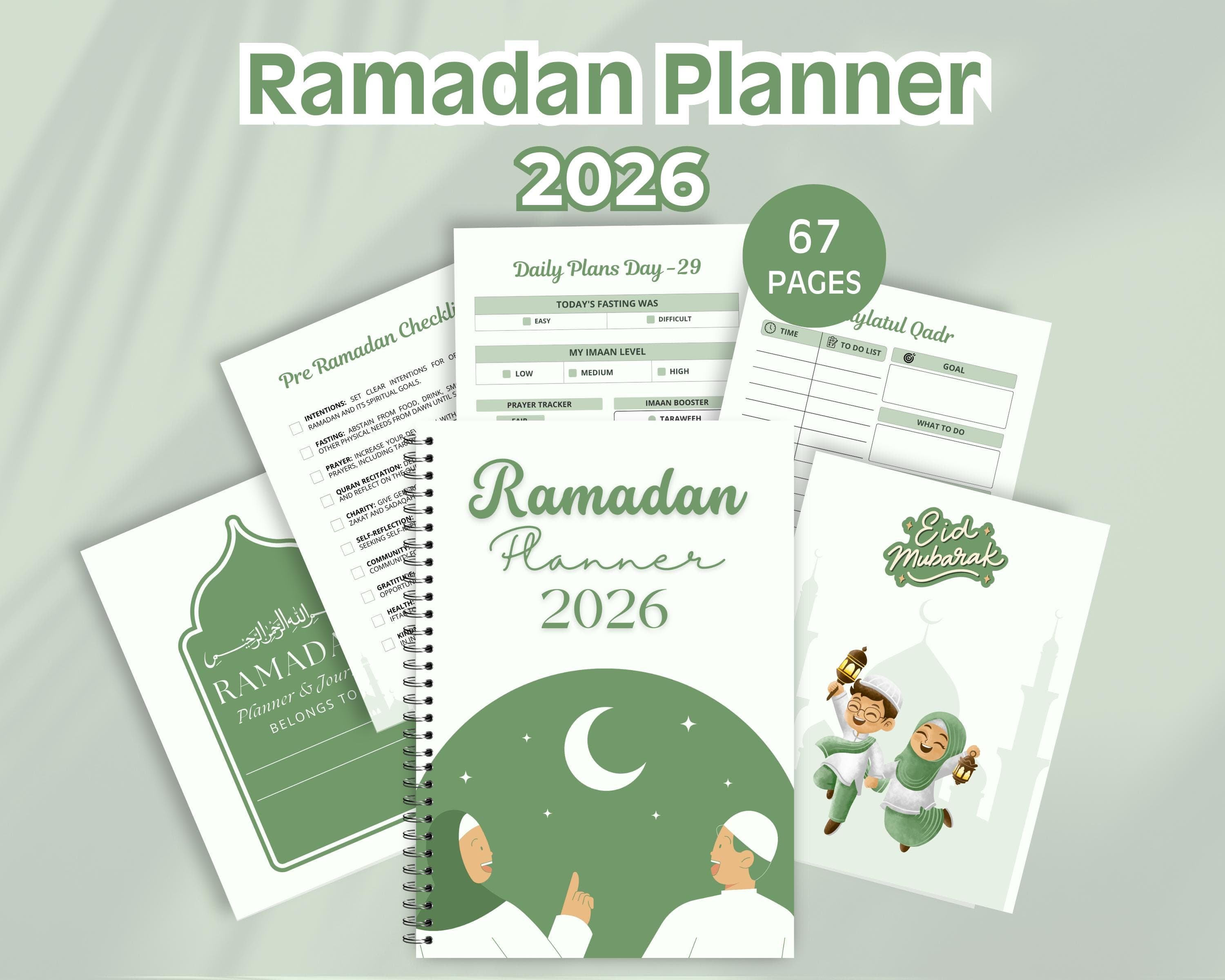 Ramadan Planner Printable 2026, Daily Tracker, Checklist, Journal (PDF Download)