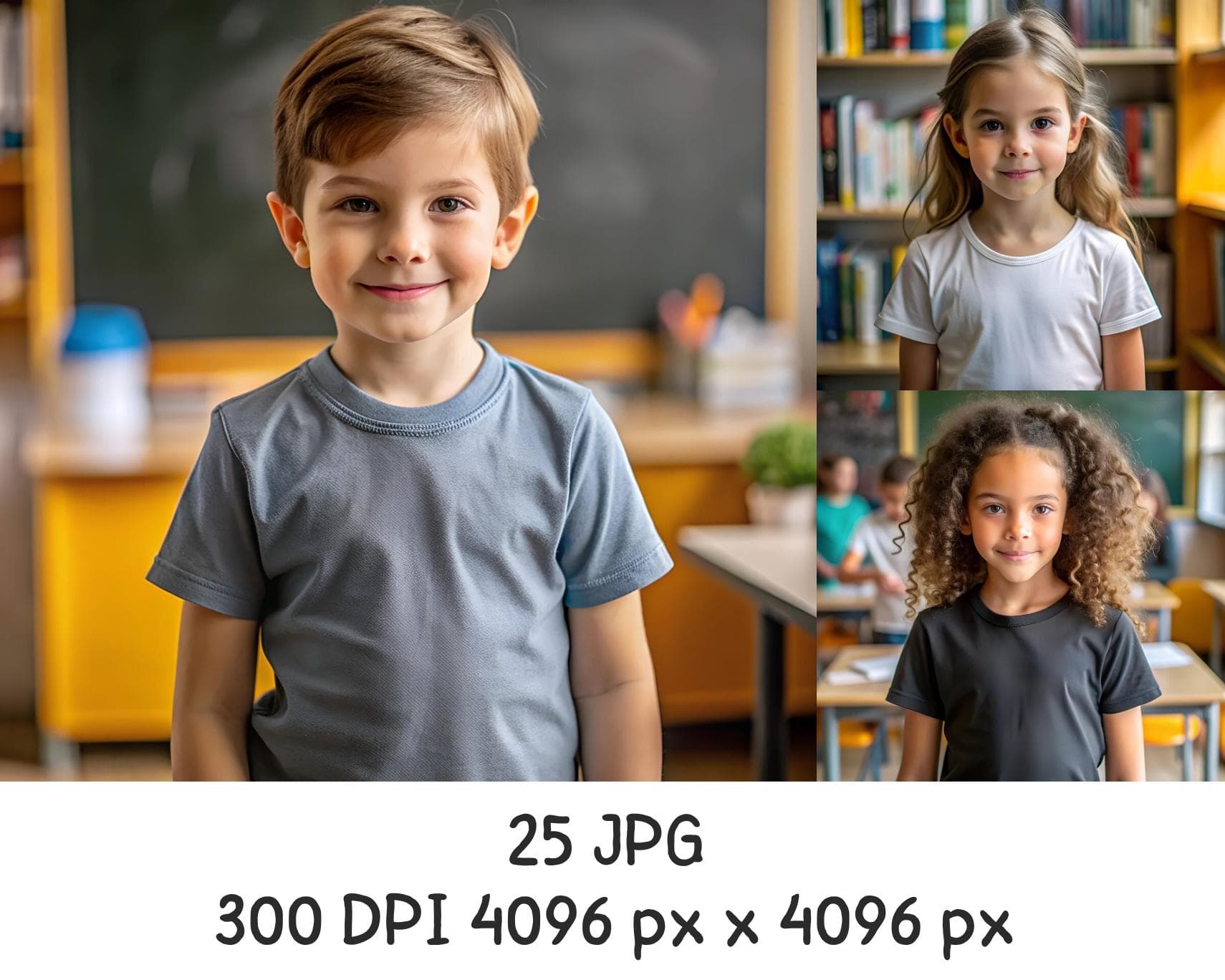 Back to School Kids Tshirt Mockup Bundle, Boy Girl Models, (Digital Download) - image 3