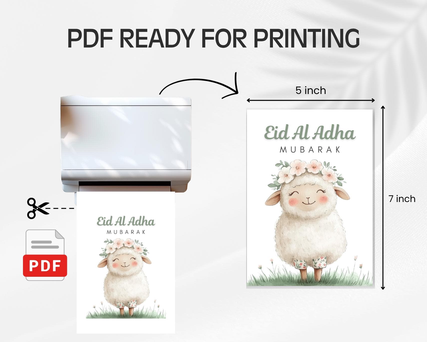 Eid Al Adha Mubarak Card, Printable Greeting Card, 5x7 inch (Digital Download) - image 3