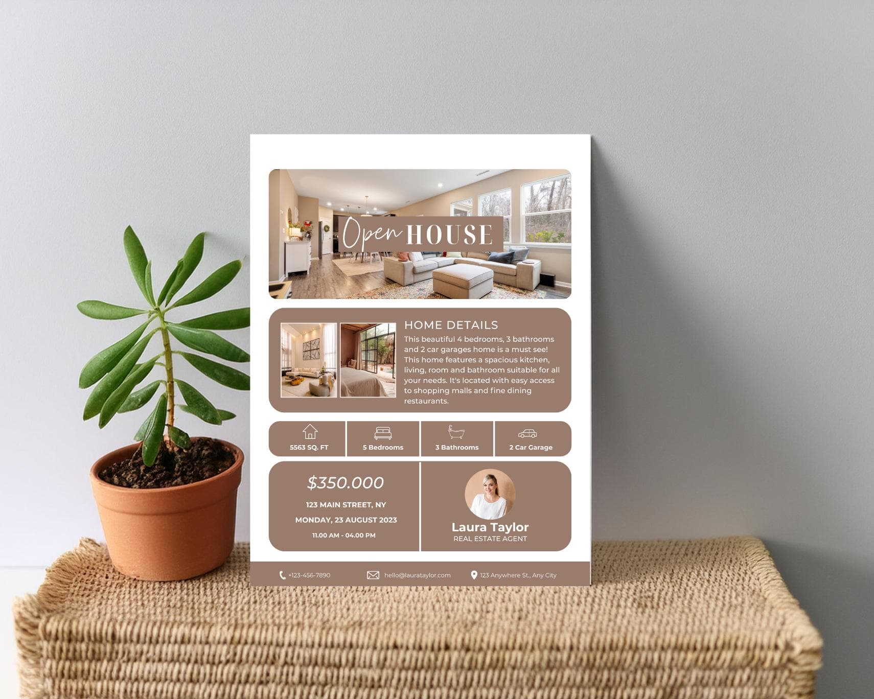 Brokers Open House Flyer Canva Template, Property Listing, Realtor Editable Flyer, Real Estate Marketing, - image 4