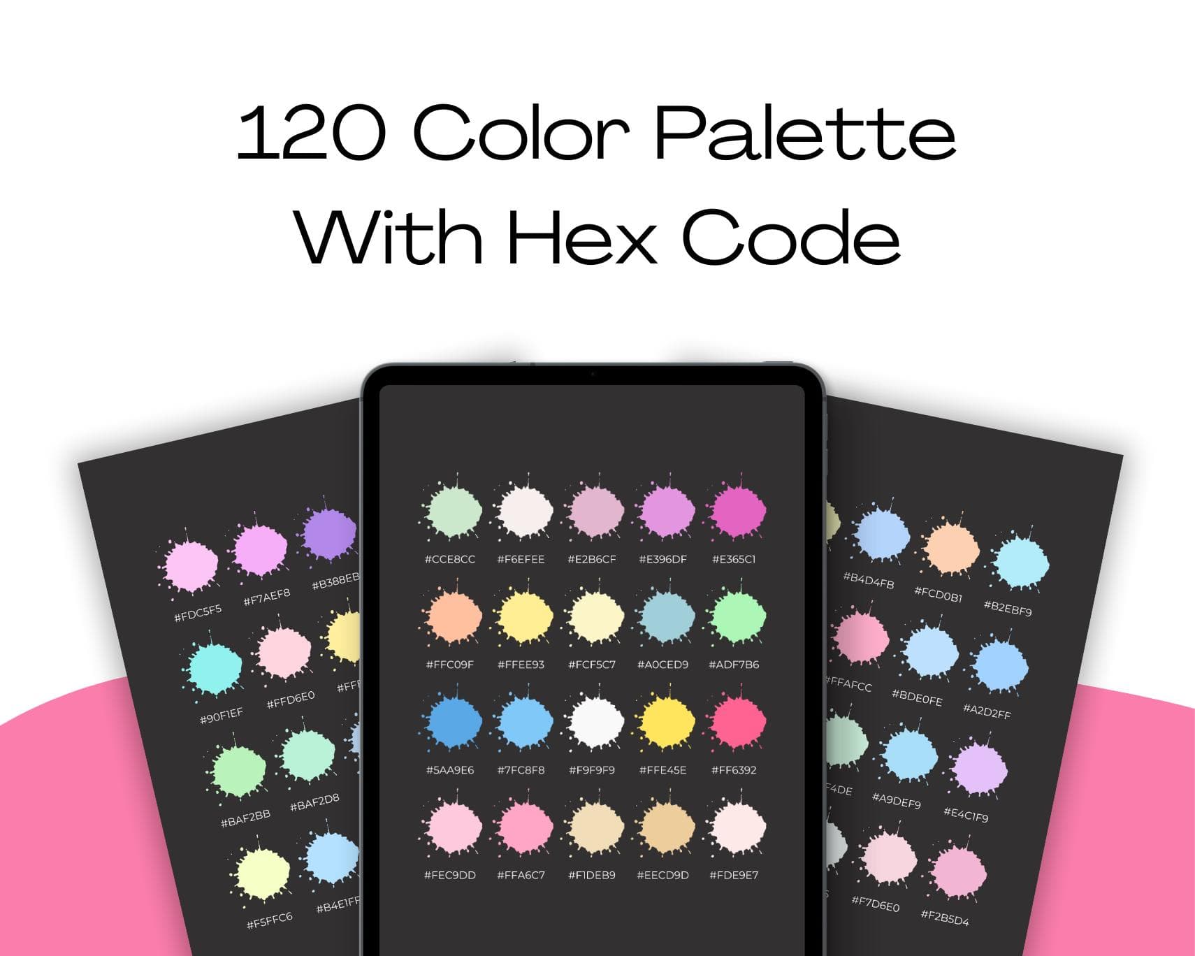 120 Pastel Color Palette | Hex Codes, Canva Template (Instant Download) - image 3