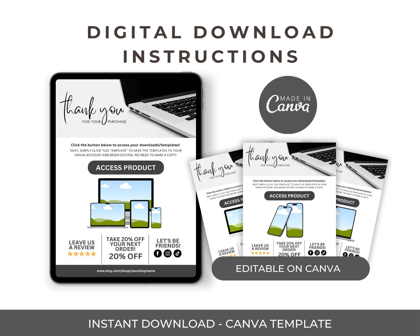 Canva Template Instructions, Digital Download Guide (A4)