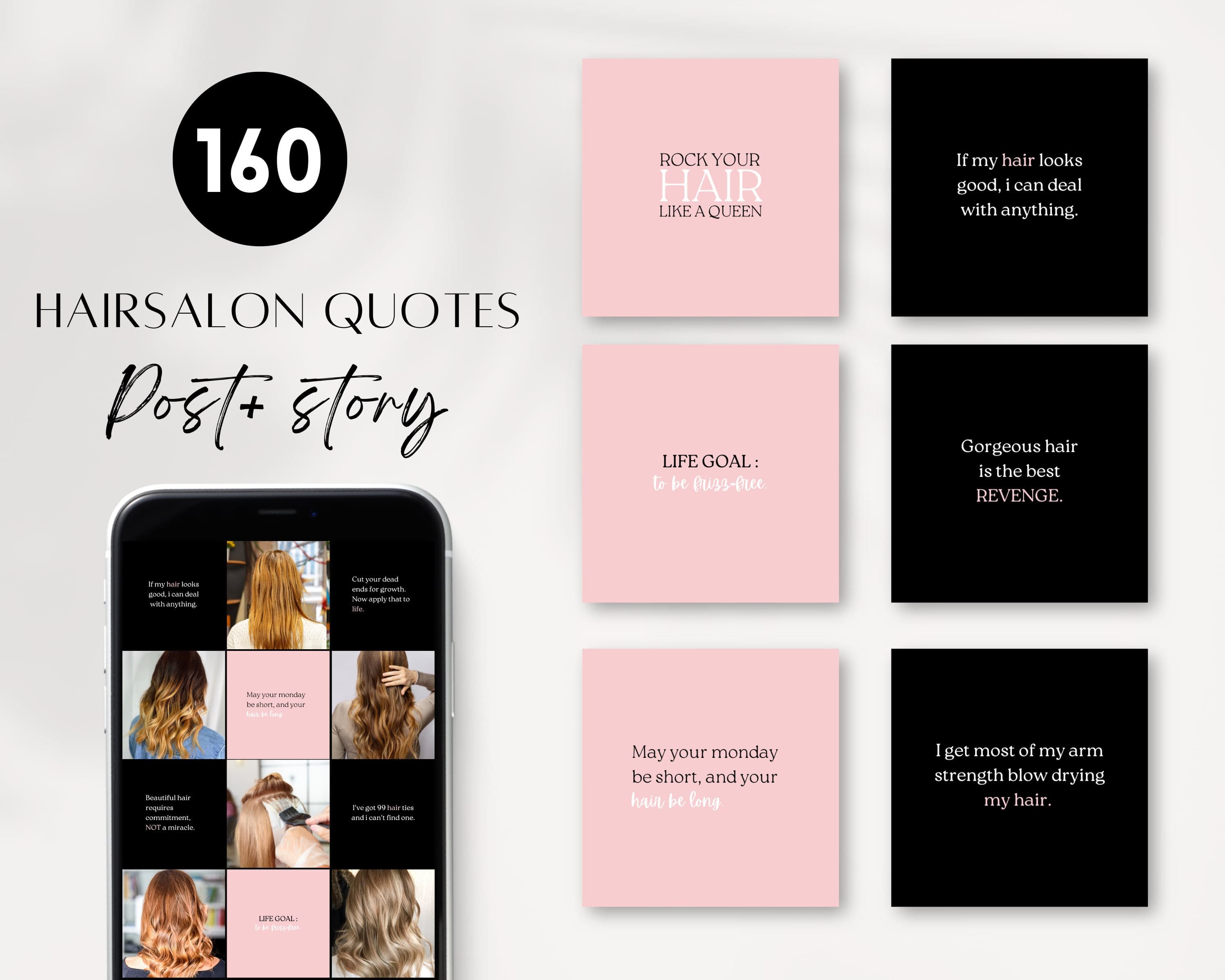 Hair Salon Quotes Template, Instagram Posts and Stories (Digital Download)