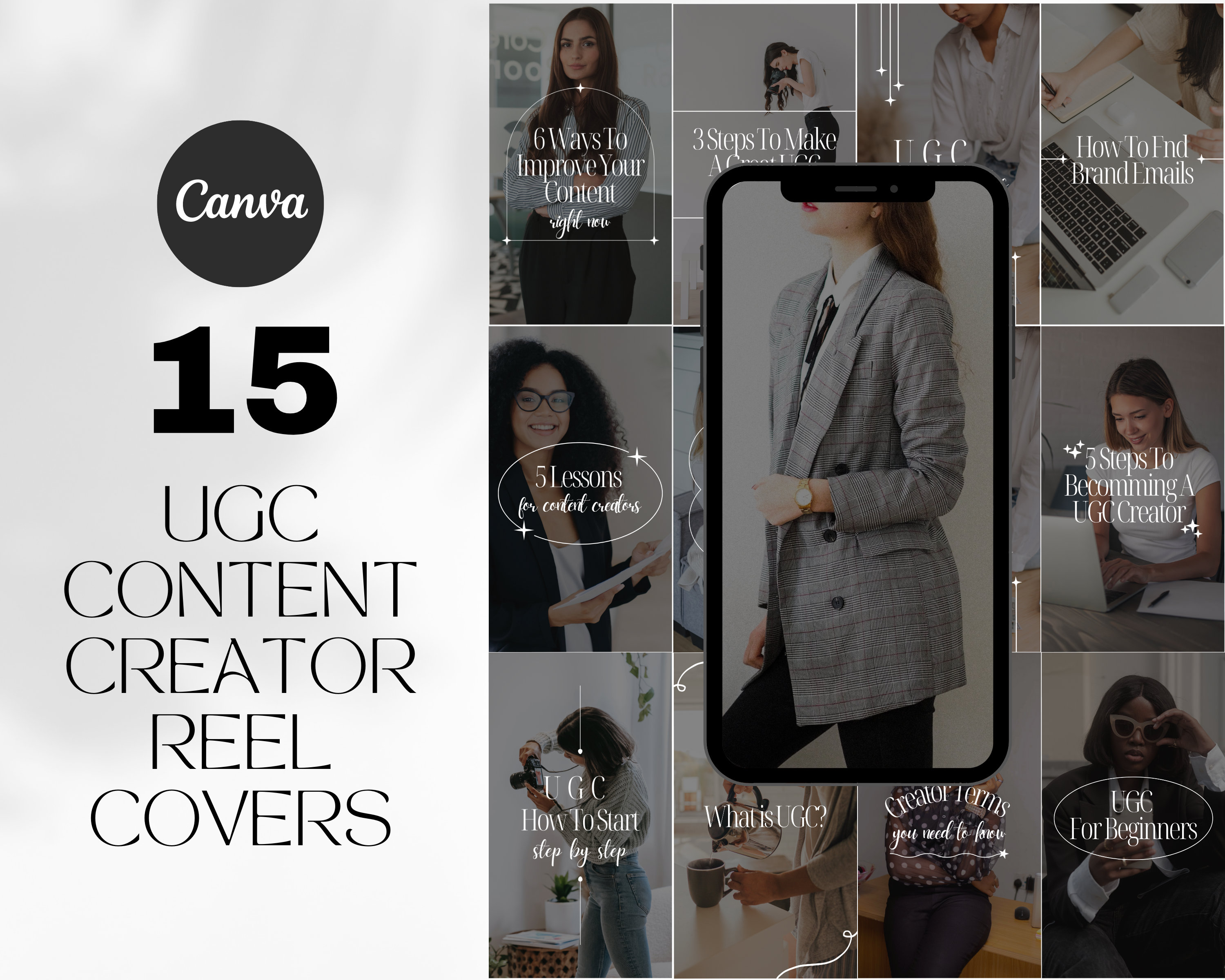 UGC Instagram Reel Covers | 15 Canva Templates (Digital Download)