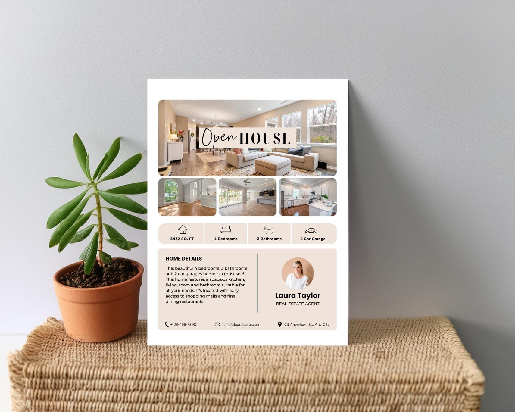 Brokers Open House Flyer Canva Template, Real Estate Editable Flyer, Property Listing - image 4