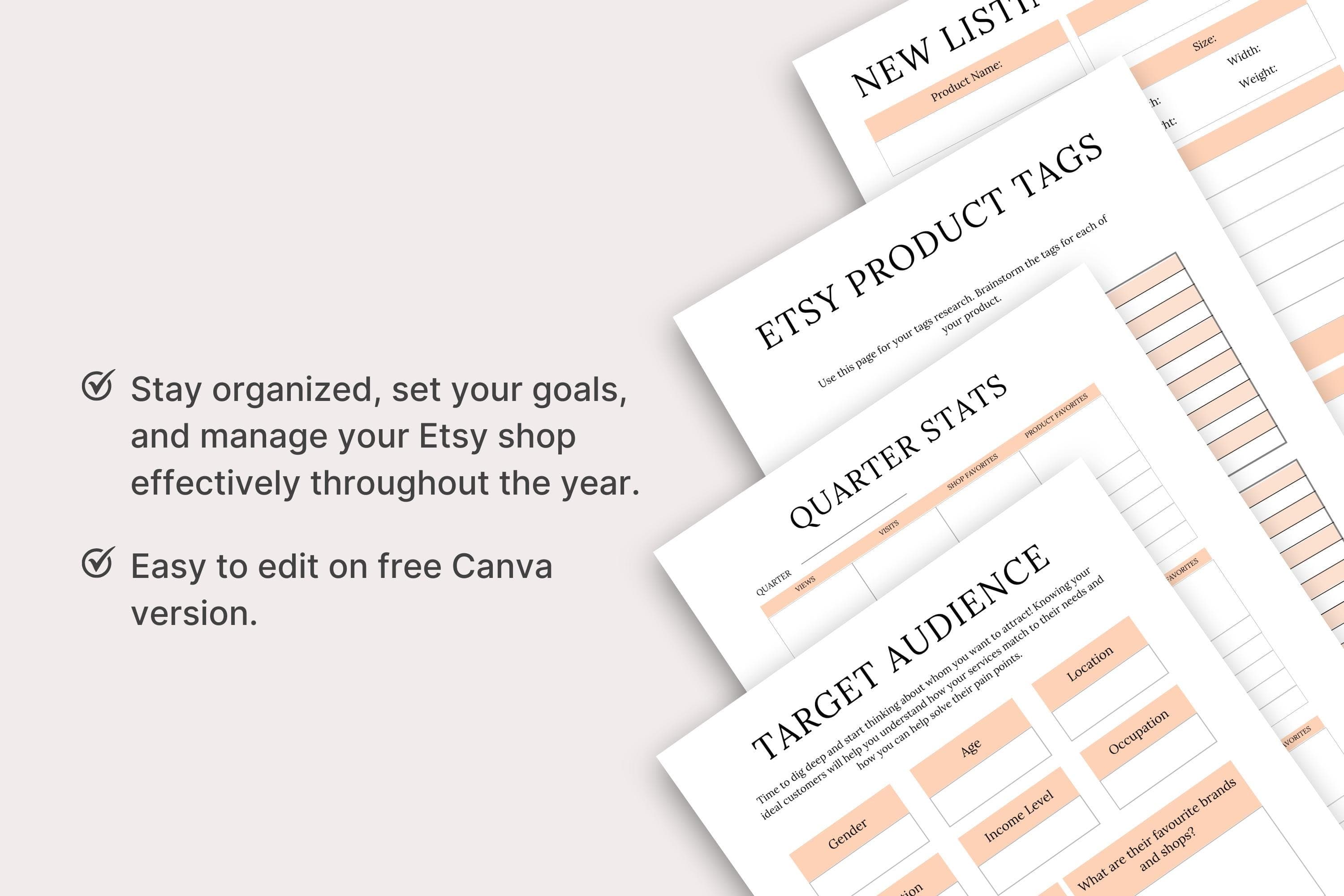 Etsy Shop Planner 2026 Canva Template, Printable PDF (Digital Download) - image 3