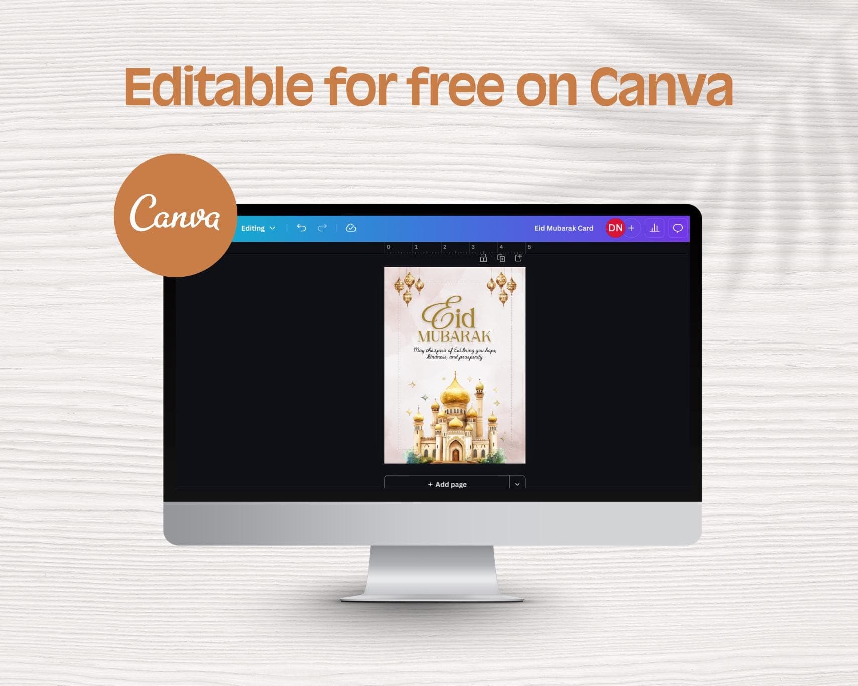 Eid Mubarak Cards, Printable PDF, Happy Eid Editable Canva Template, Digital Download, Watercolor Card - image 4