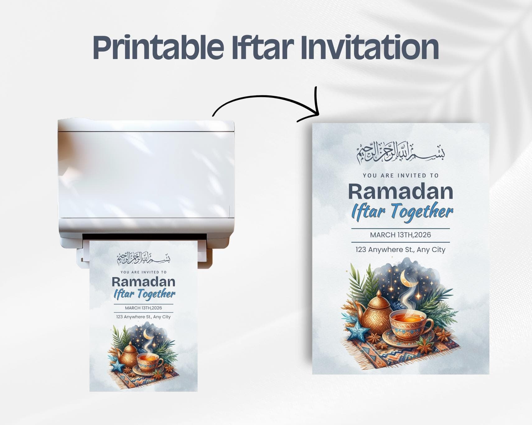 Ramadan Iftar Invitation, Iftar Dinner, Printable PDF, Editable Canva Template, Digital Download - image 3