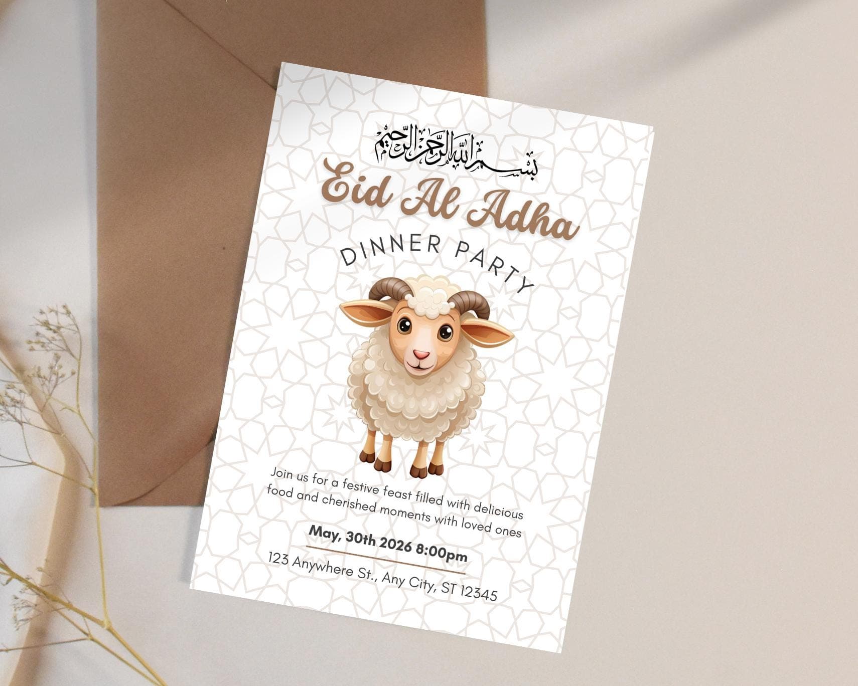 Eid Al Adha Dinner Invitation, Editable Canva Party Invite (Digital Download) - image 5