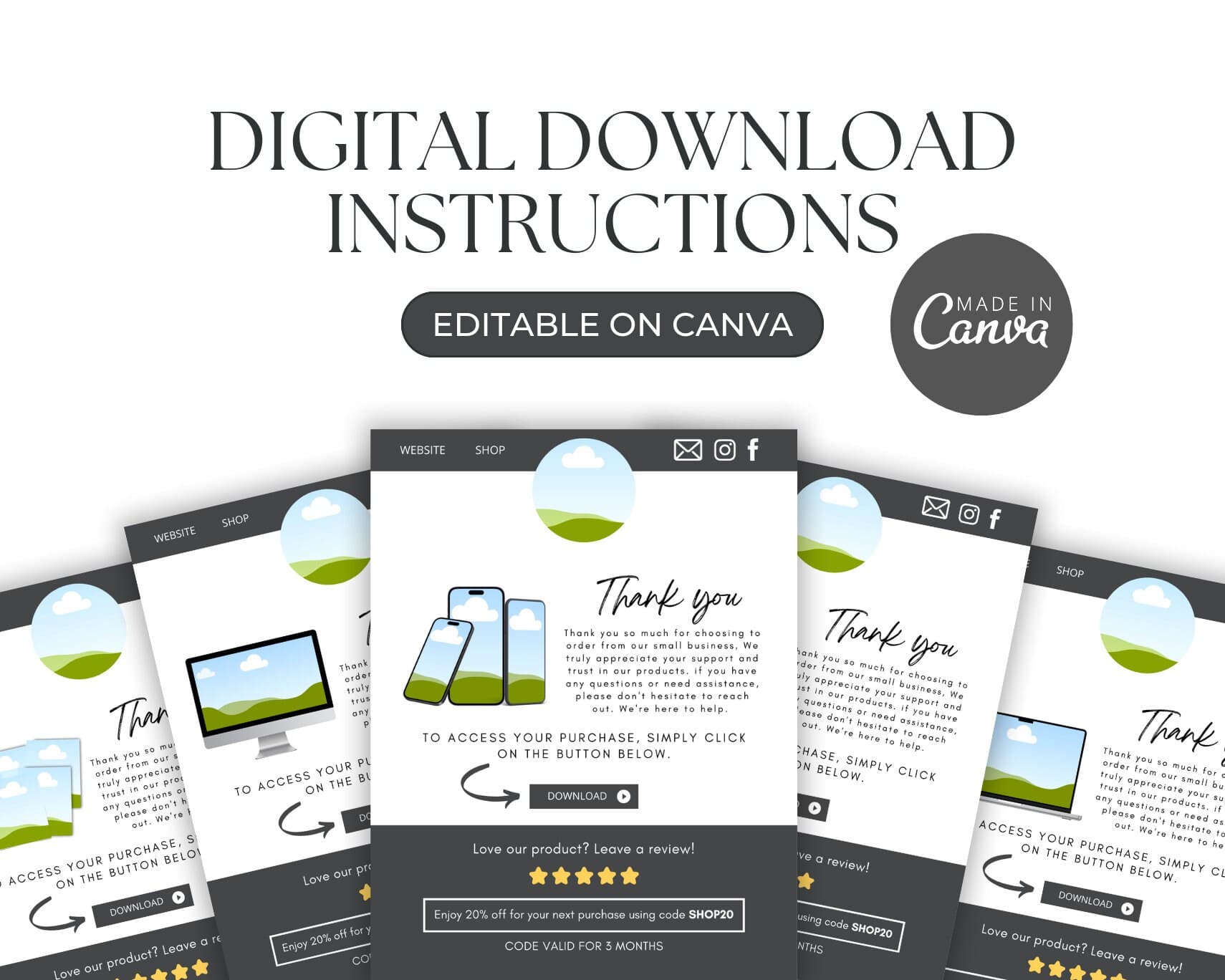 Canva Instruction Template, Etsy Seller Download Page (Digital Download)
