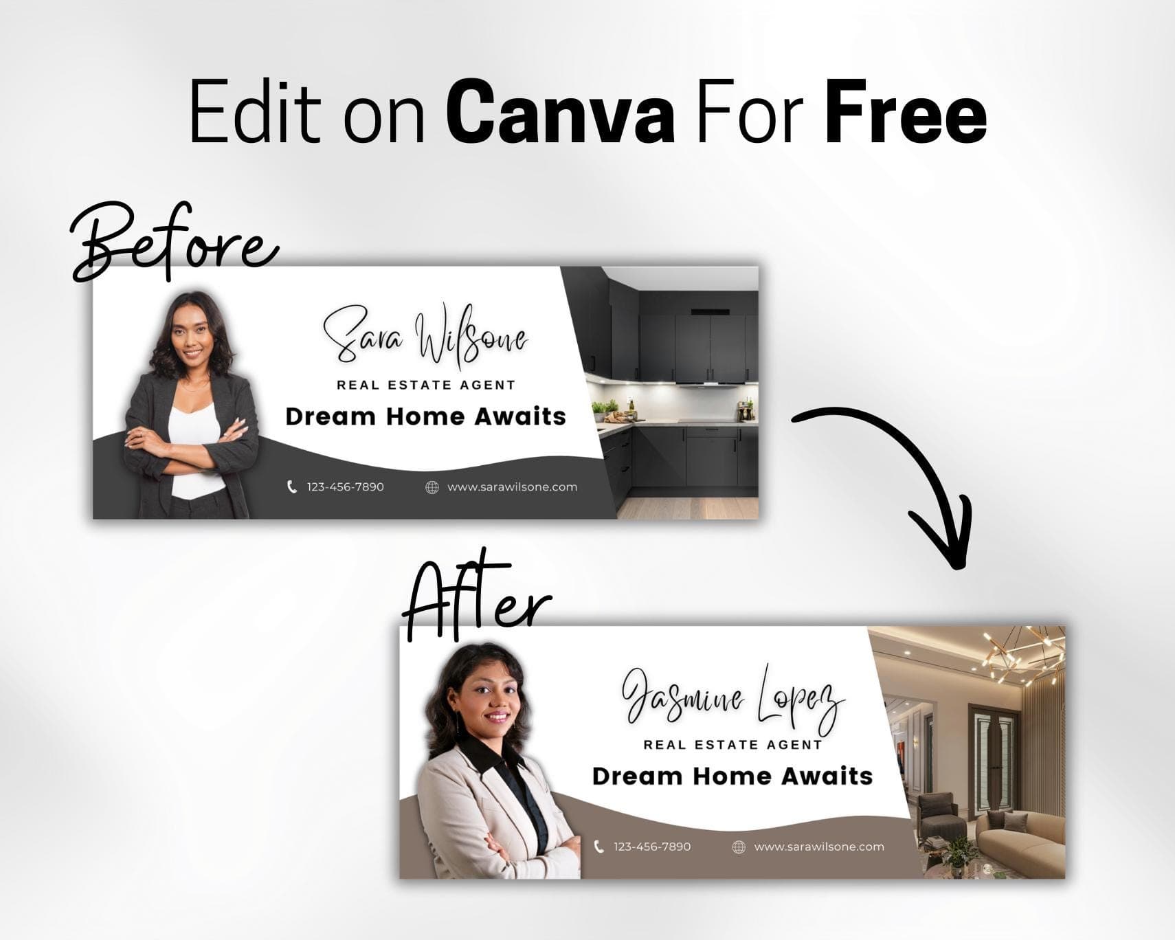 Realtor Facebook Cover, Real Estate Facebook Banner Black And White, Editable Canva Template - image 5