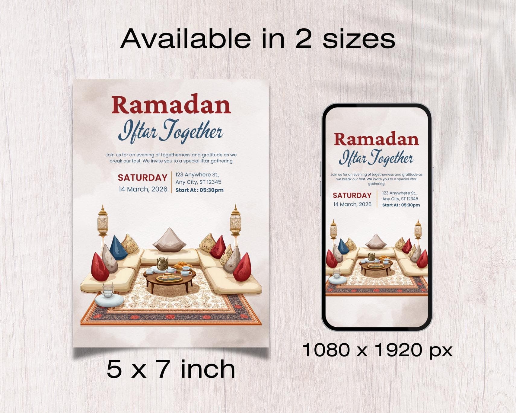 Iftar Invitation Editable Canva Template, Ramadan Dinner Invite, Printable PDF, Instant Download - image 3