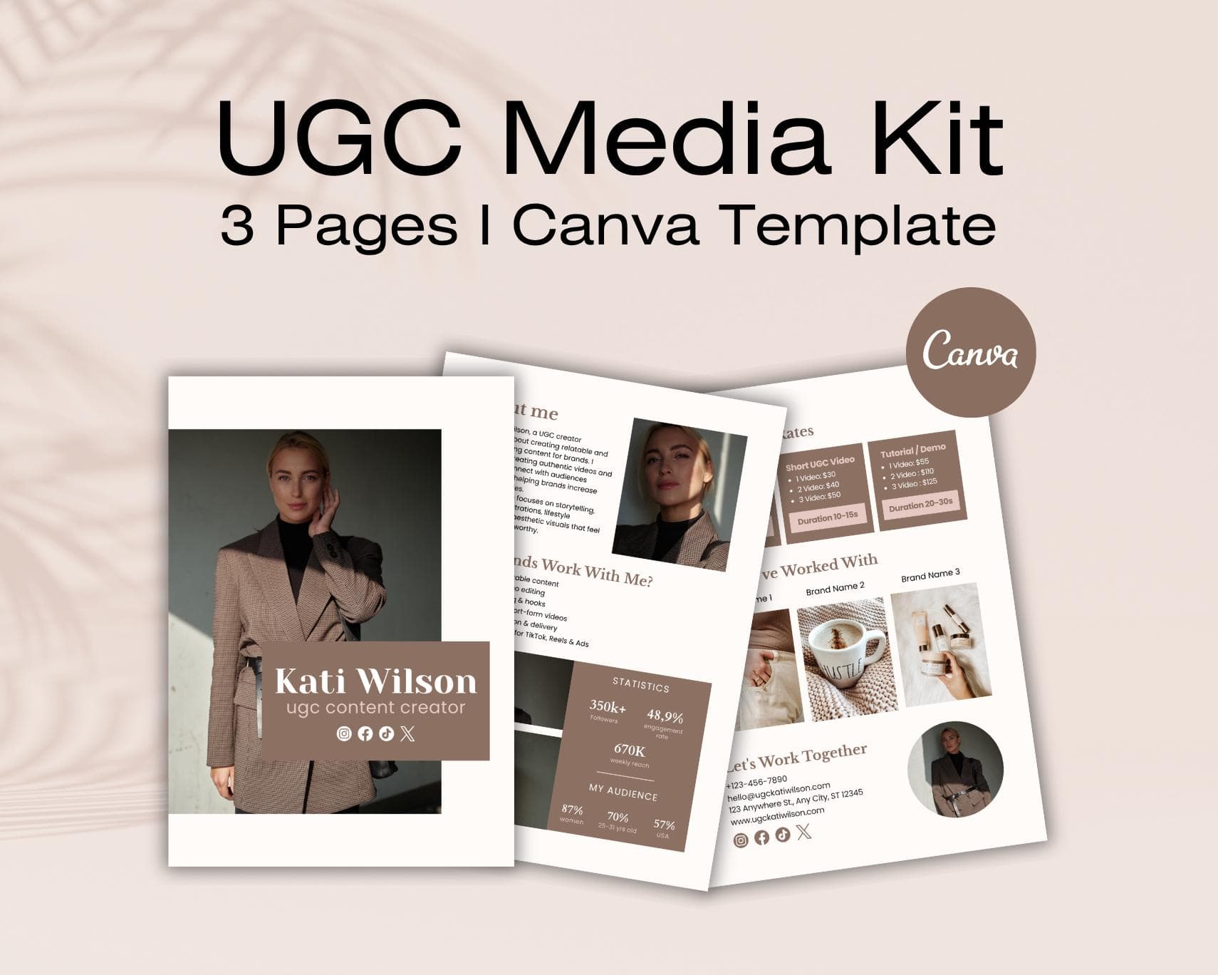 UGC Media Kit Canva Template, Influencer Portfolio, Editable Content Creator Rate Card, Digital Download