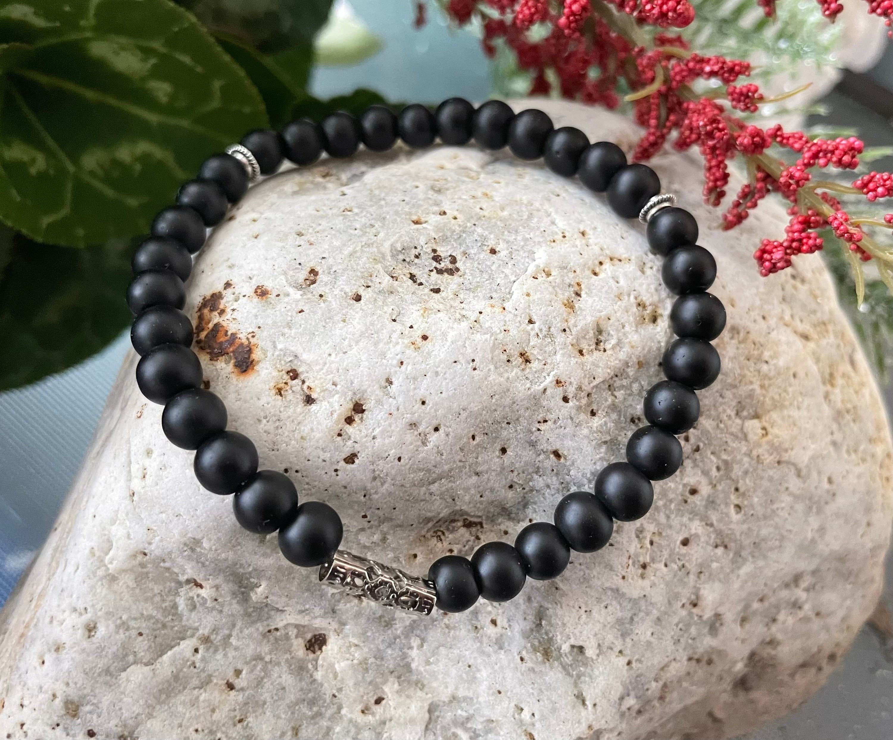 Matte Black Glass Pearls Tasbih Bracelet (33 beads) - image 3