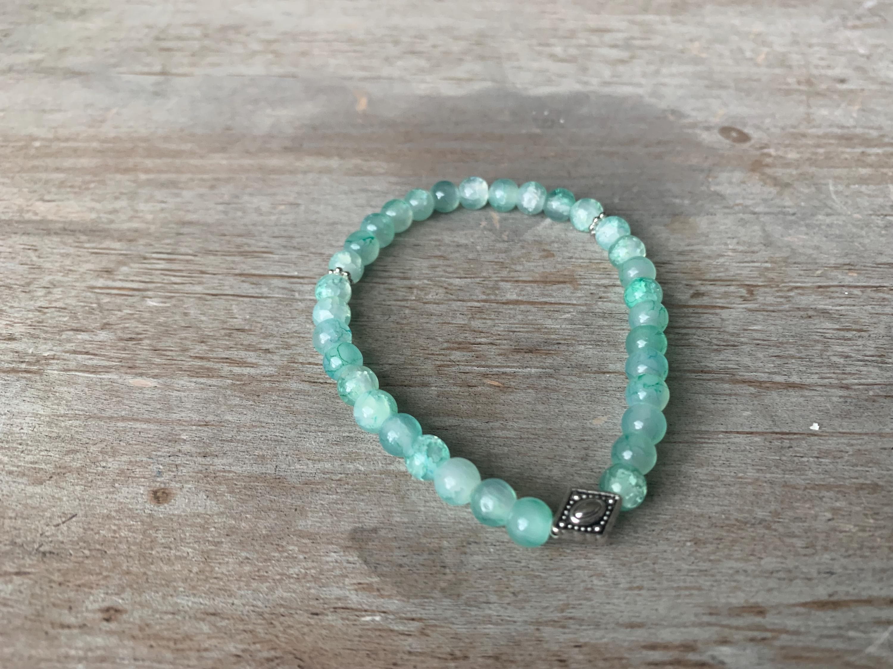 Light Teal Cracked Glass Bead Tasbih Bracelet (33 Beads)