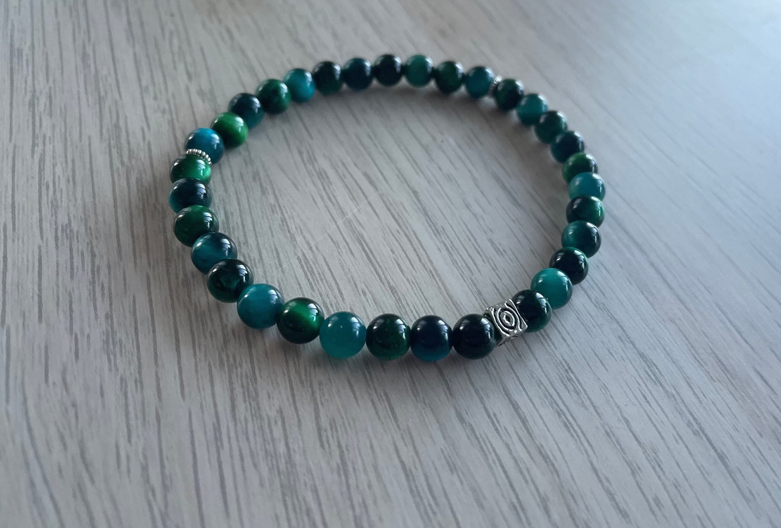 Blue and Green Tiger's Eye Tasbih Bracelet (33 beads)