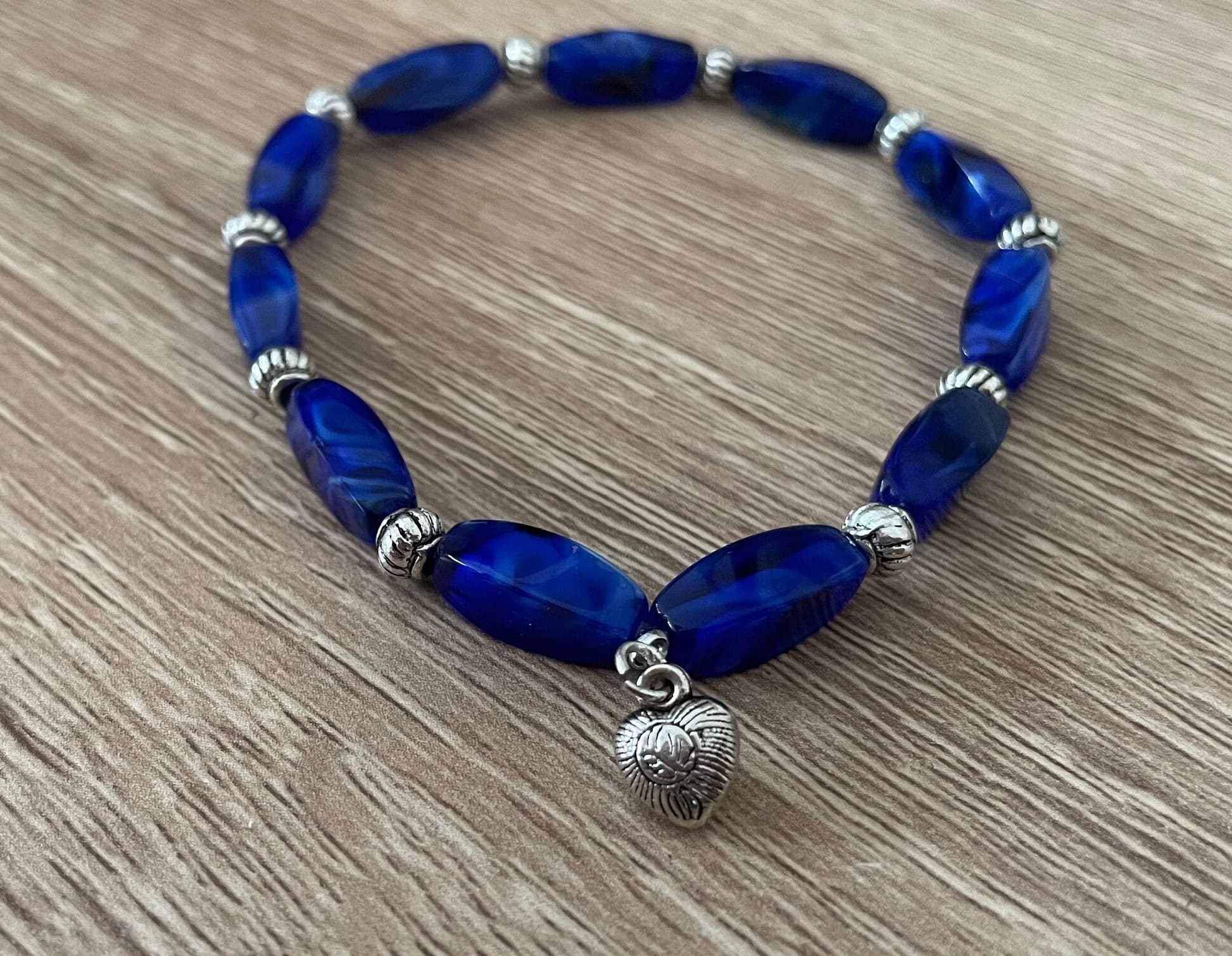 Blue Glass Bead Bracelet