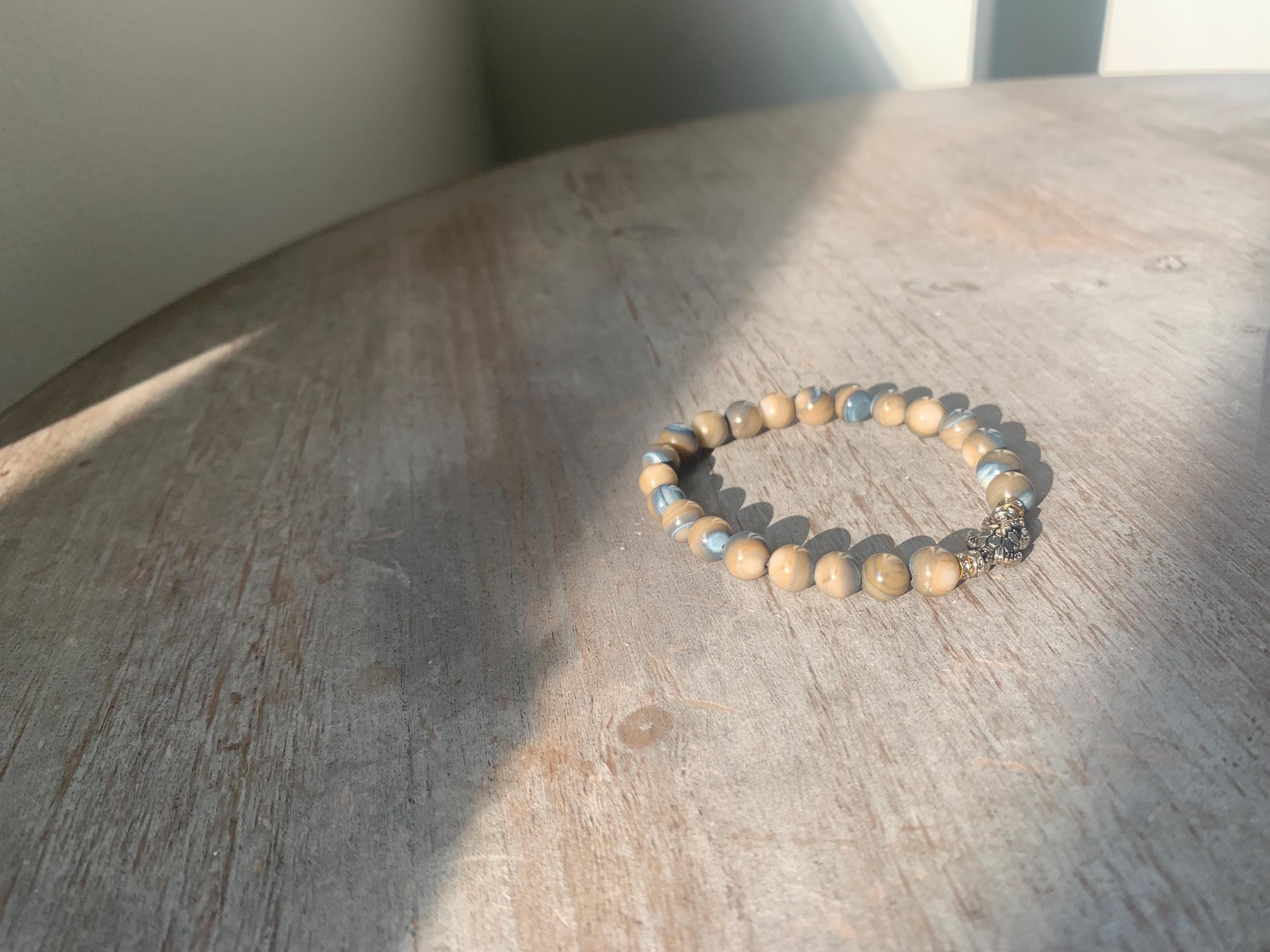 Tan and Blue Shell Bracelet - image 4