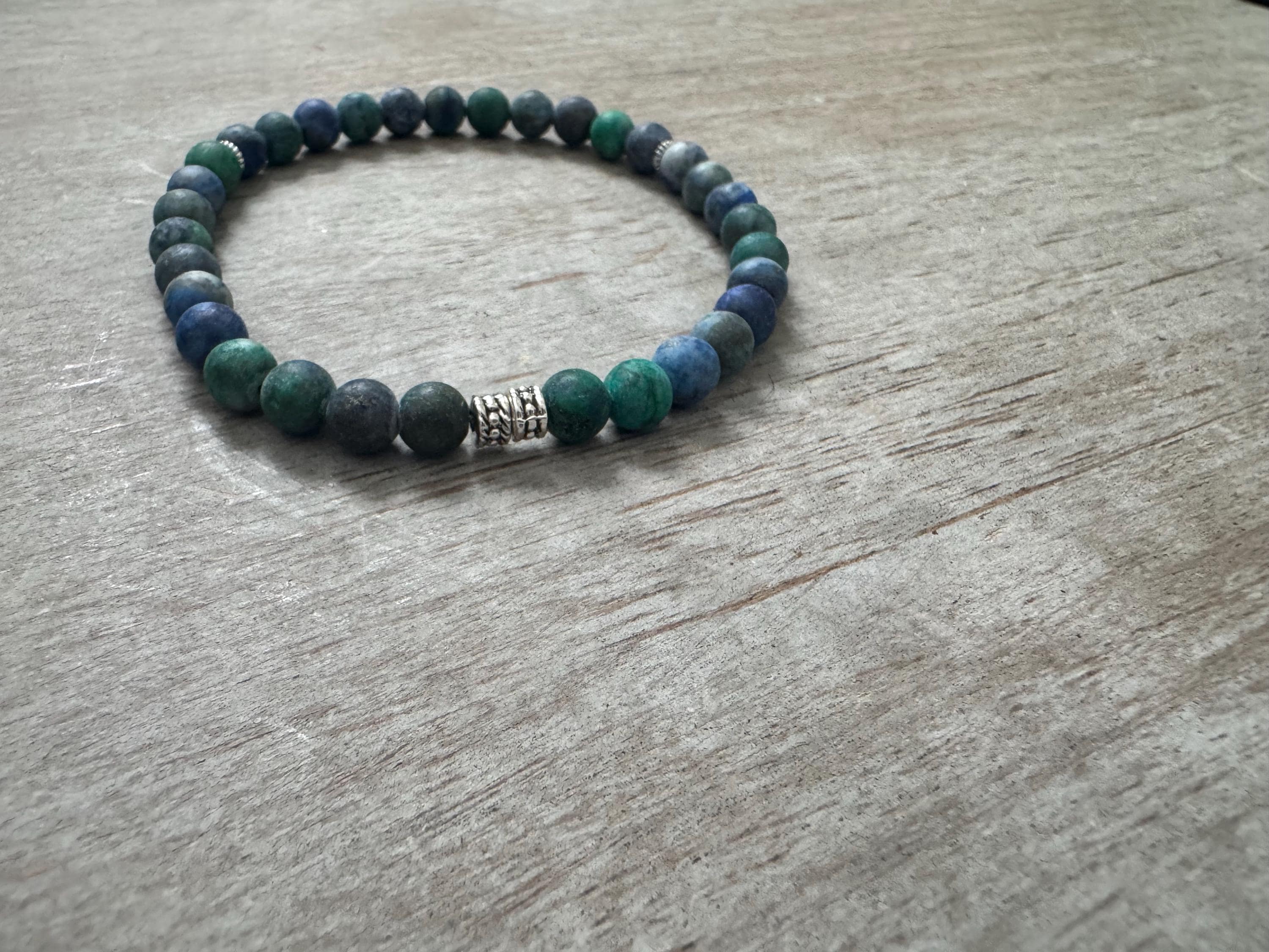 Matte Chrysocolla Lapis Tasbih Bracelet (33 beads) - image 3
