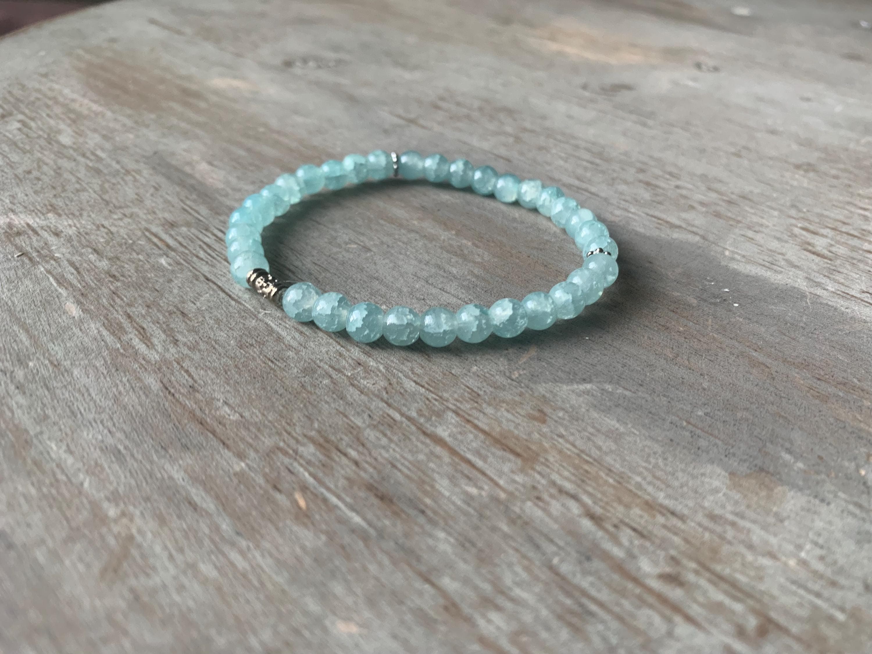 Light Blue Cracked Glass Bead Tasbih Bracelet (33 Beads) - image 4