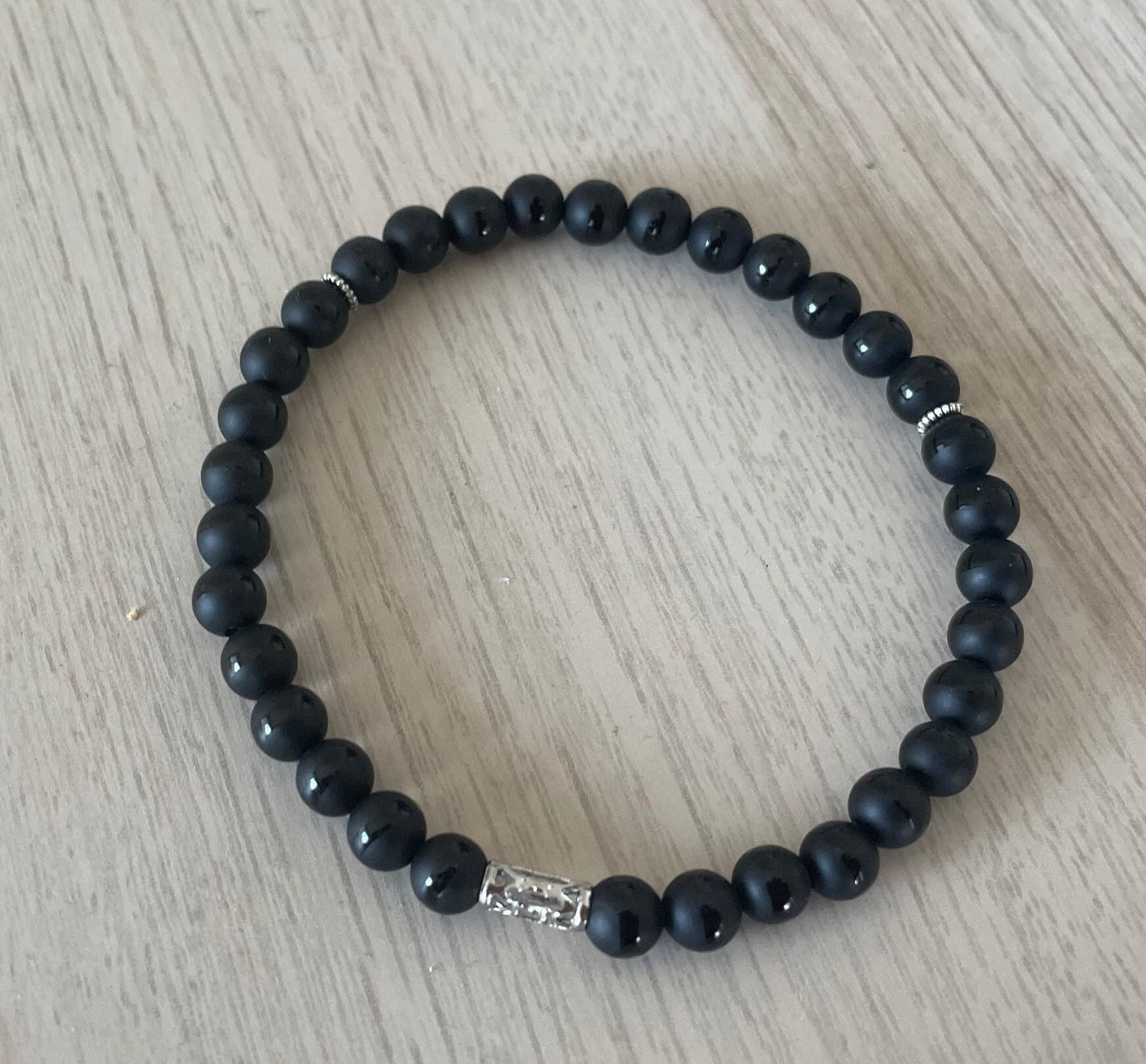 Black Striped Onyx Tasbih Bracelet (33 beads)