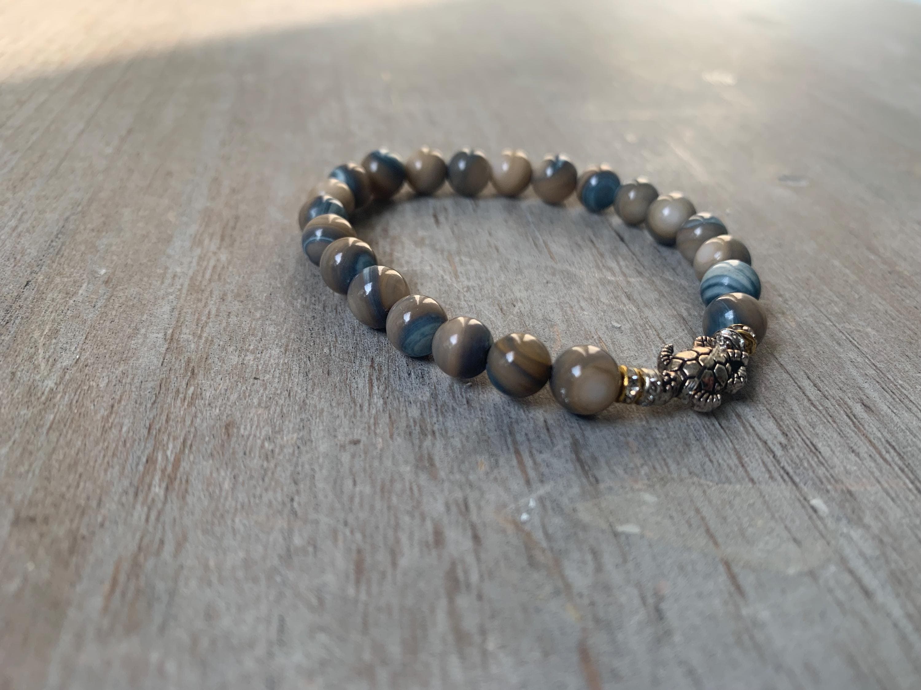 Tan and Blue Shell Bracelet - image 3