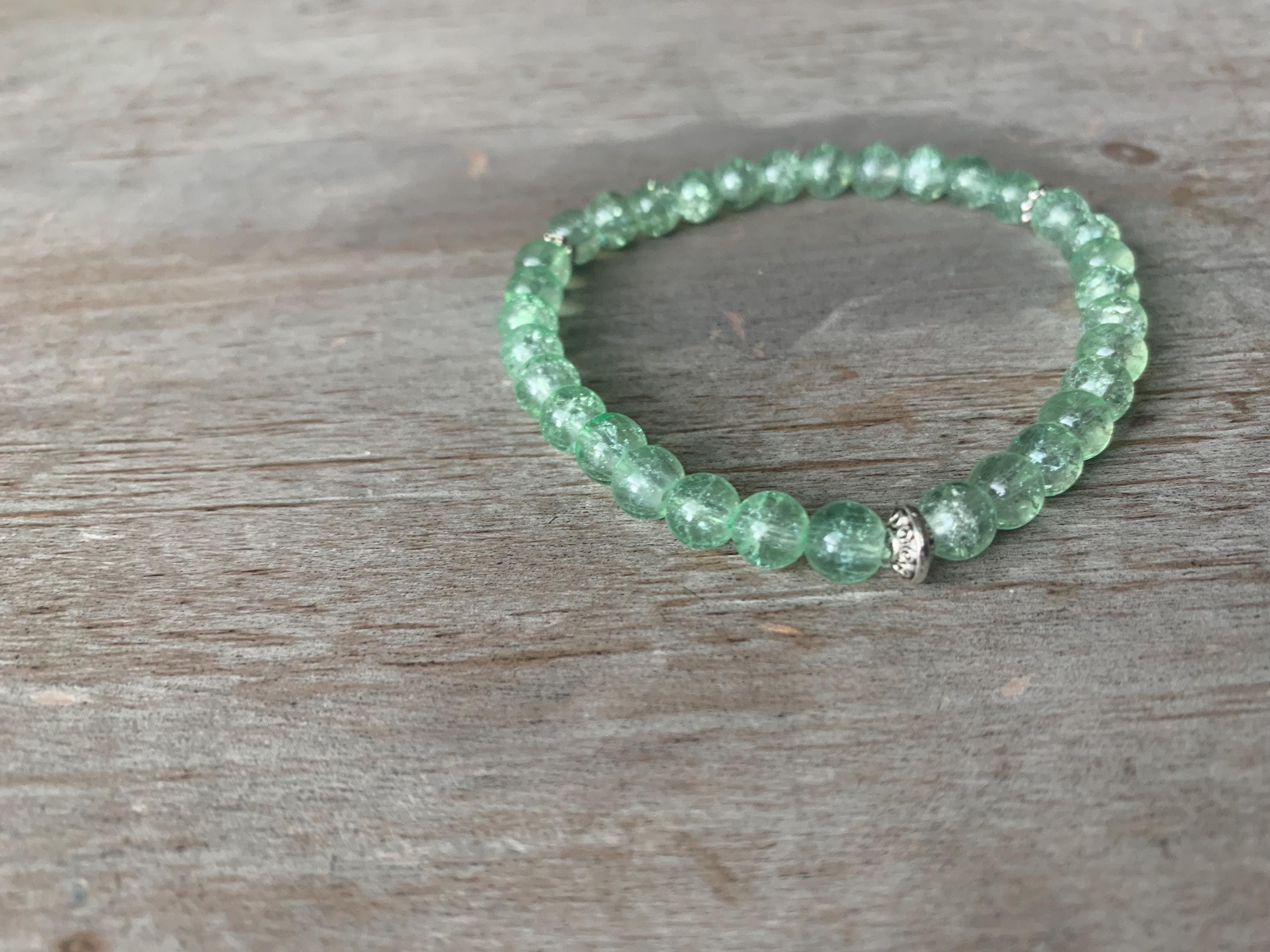 Light Green Cracked Glass Bead Tasbih Bracelet (33 Beads) - image 4