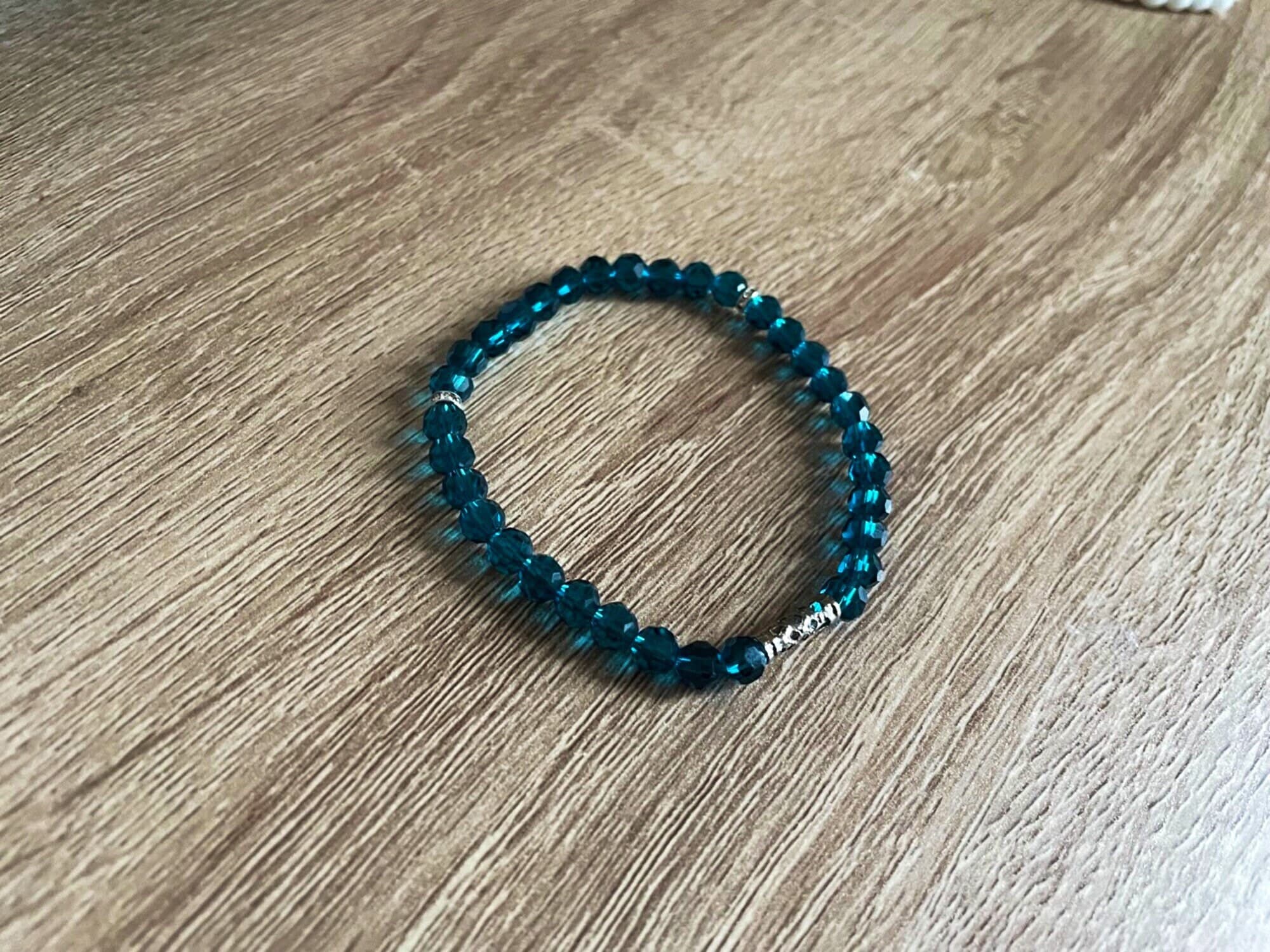 Dark Teal Crystal glass Bead Tasbih Bracelet (33 Beads) - image 3