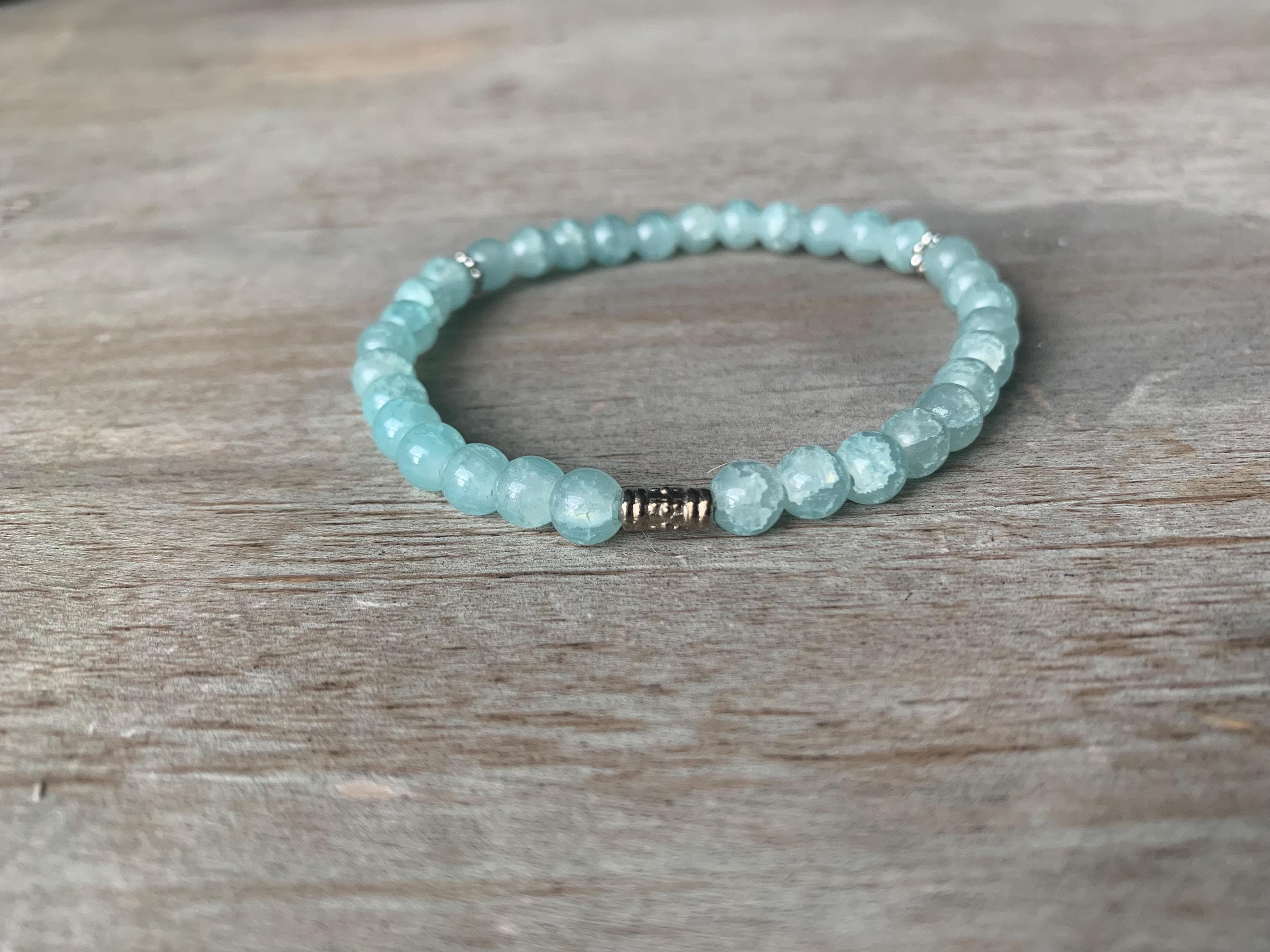 Light Blue Cracked Glass Bead Tasbih Bracelet (33 Beads) - image 3