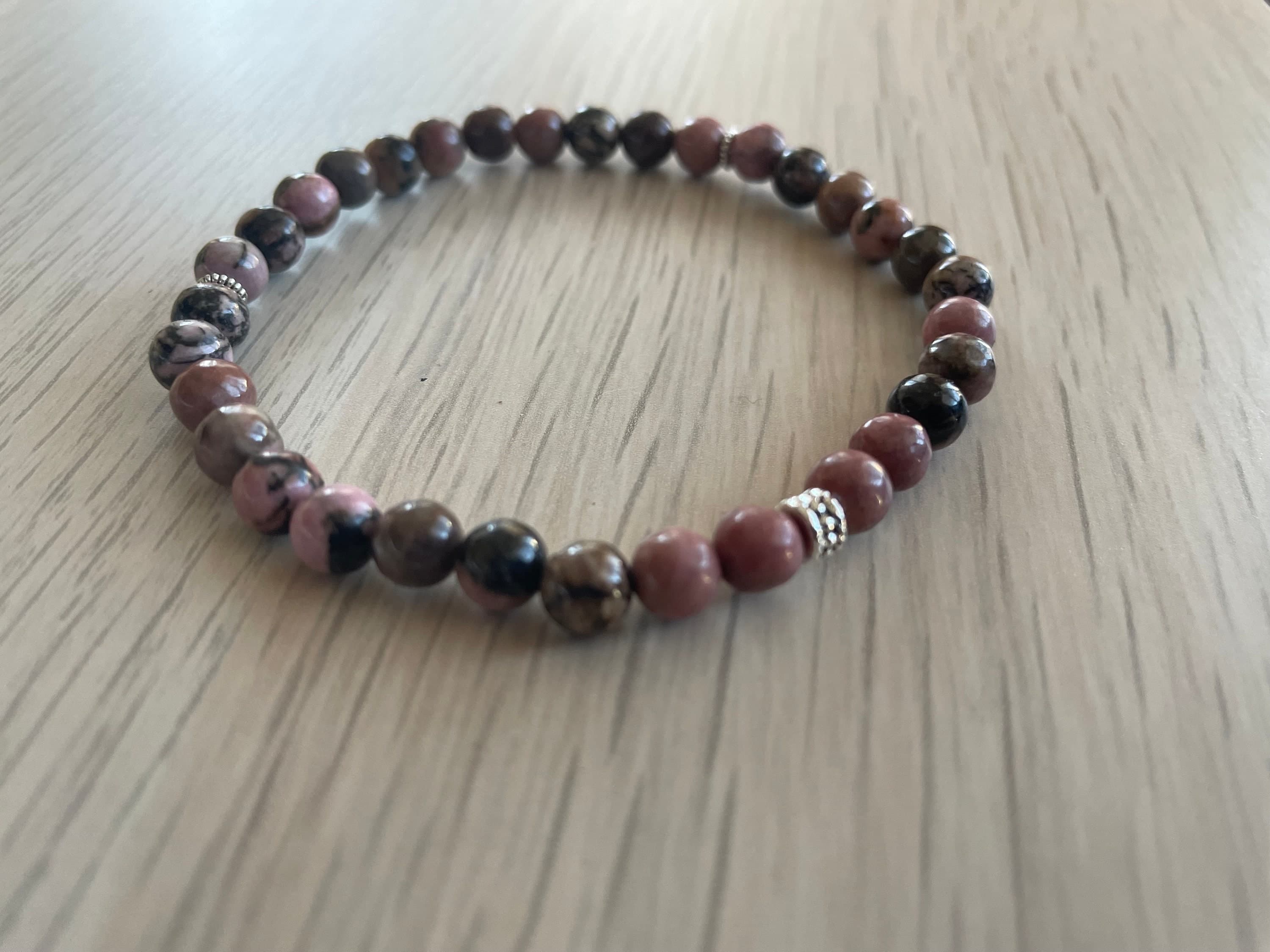 Pink and Black Rhodonite Tasbih Bracelet (33 Beads)