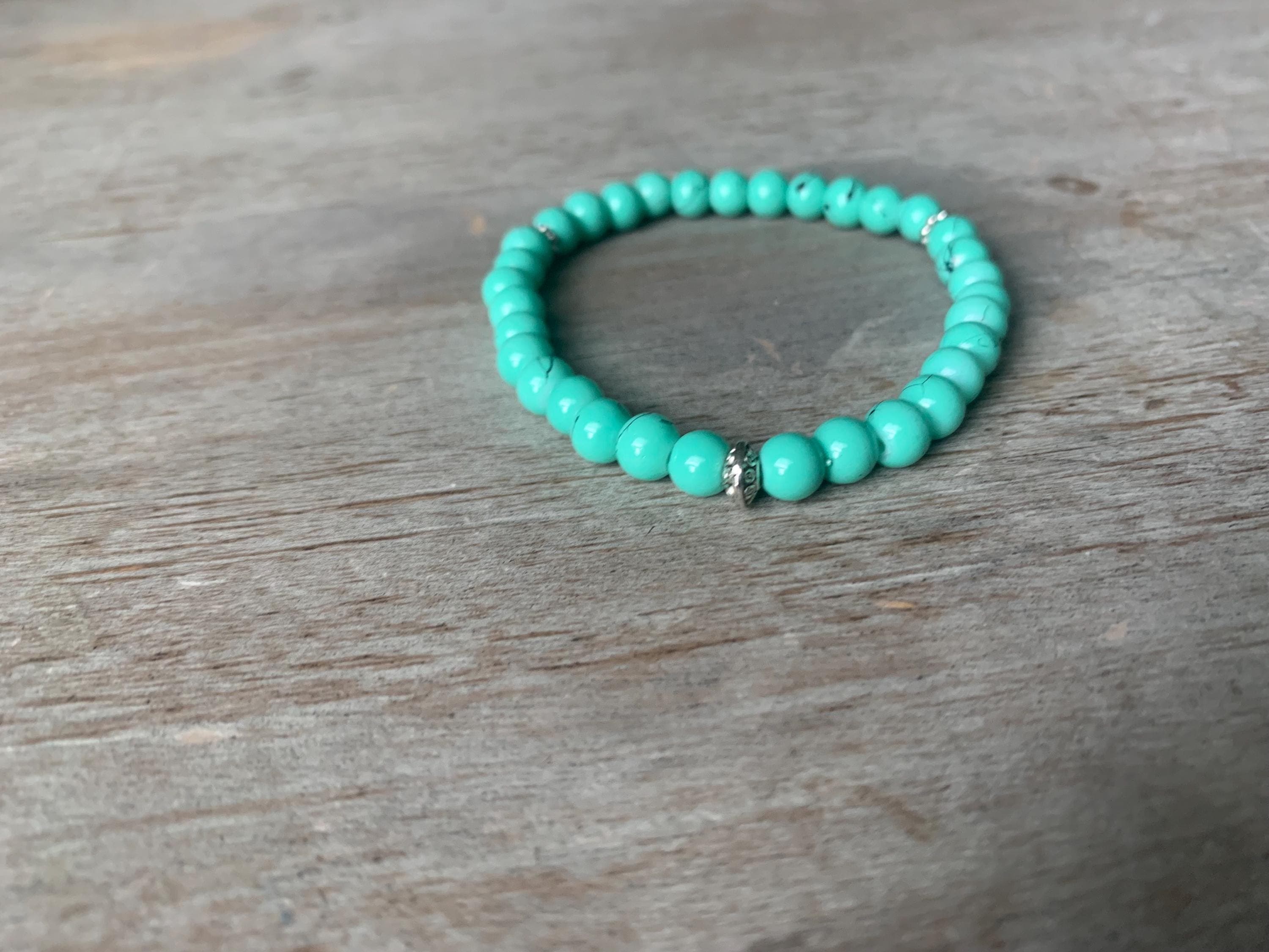 Teal and Black Marbled Glass Bead Tasbih Bracelet (33 Beads) - image 3