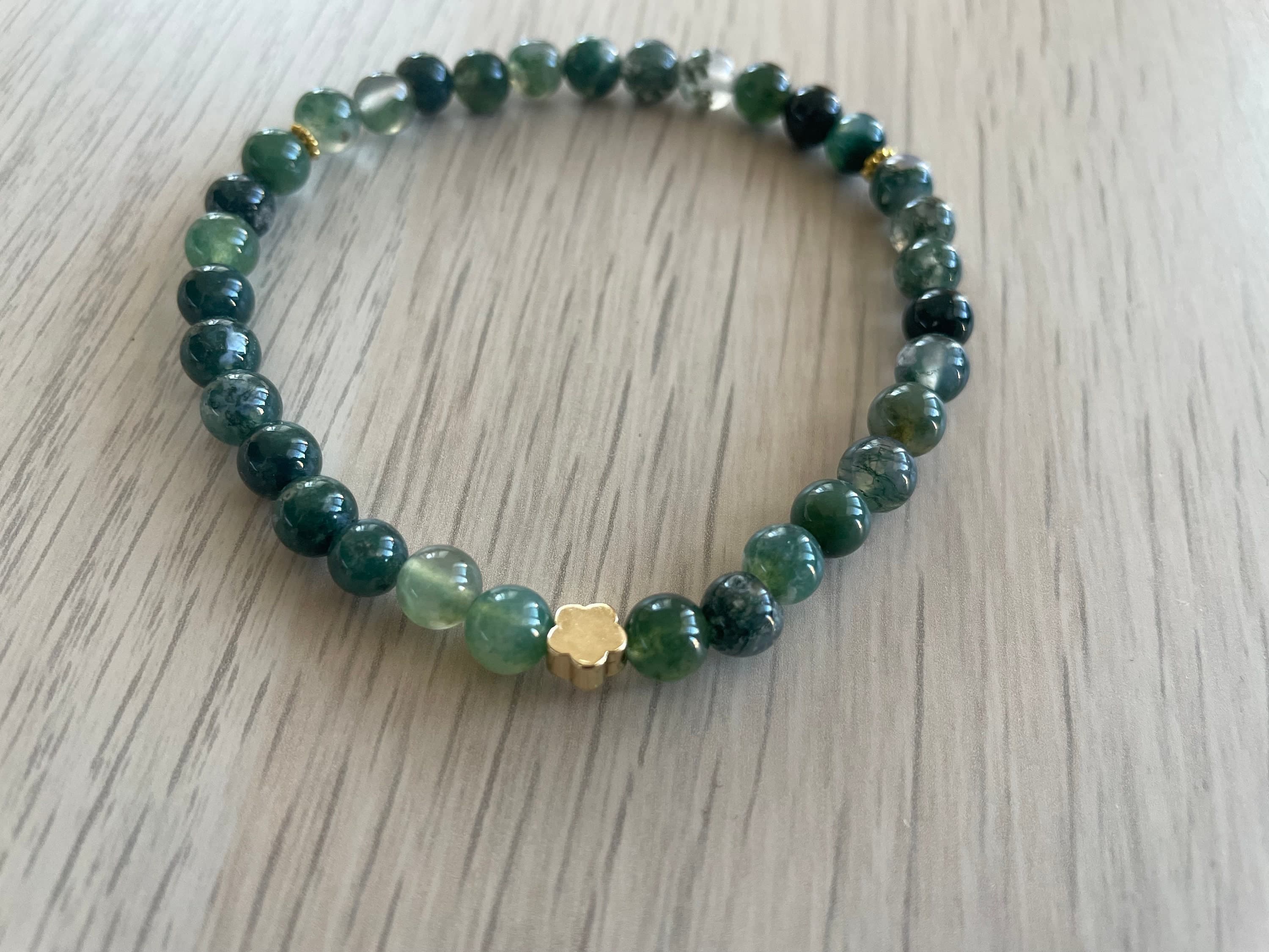 Moss Agate Tasbih Bracelet (33 Beads)