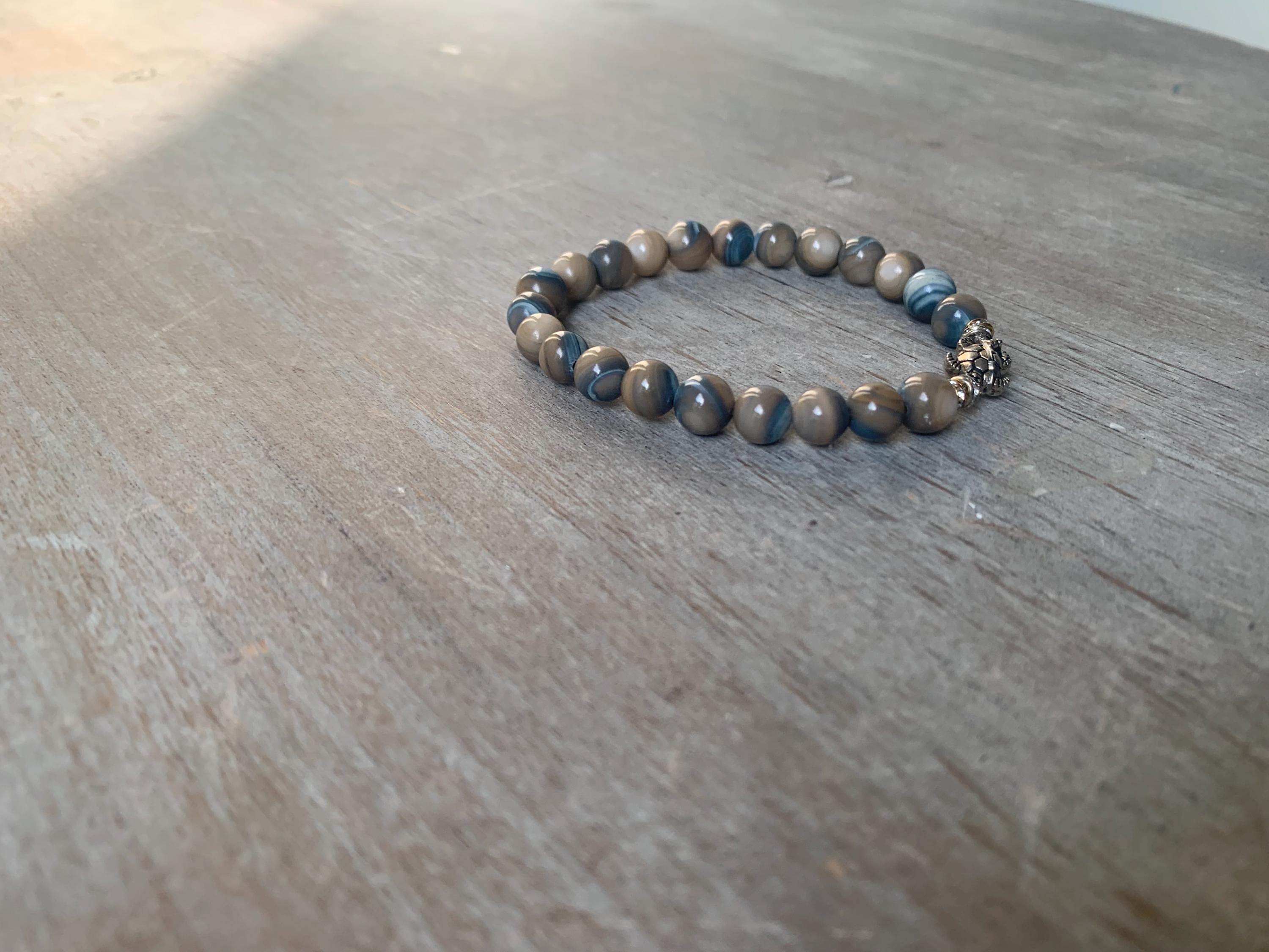 Tan and Blue Shell Bracelet