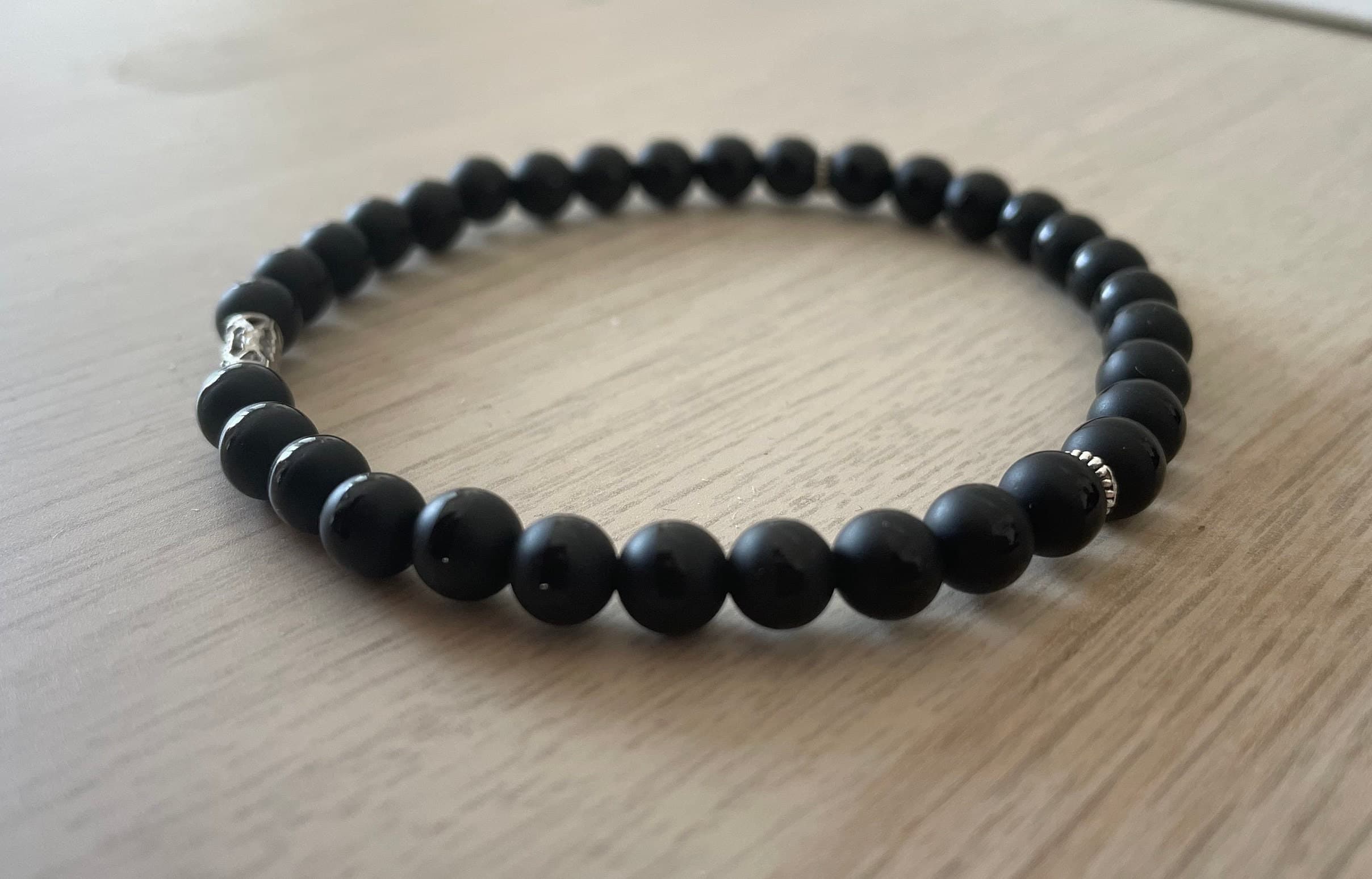 Black Striped Onyx Tasbih Bracelet (33 beads) - image 3