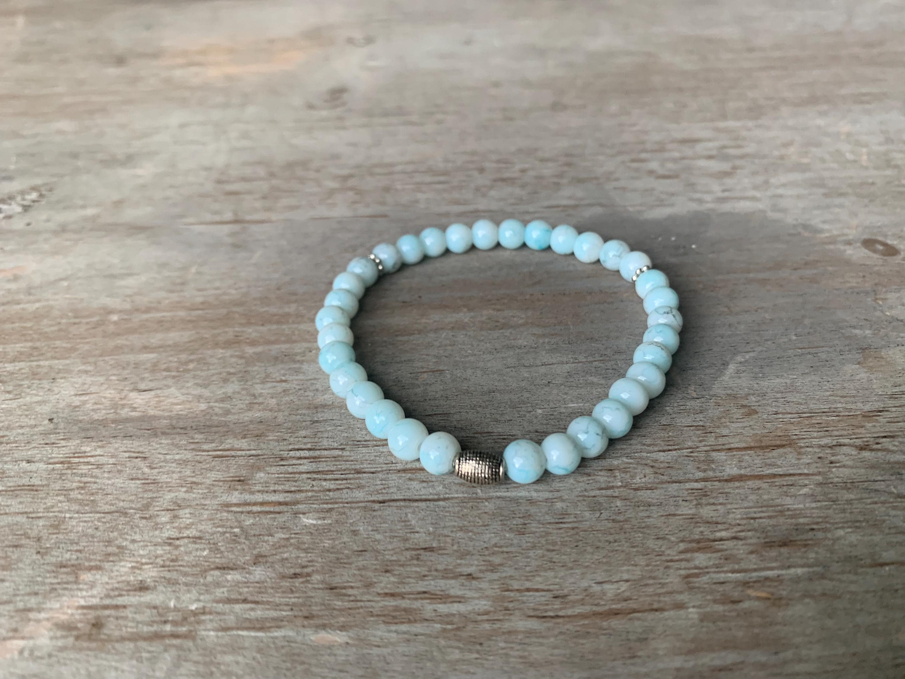 Light Blue Marbled Glass Bead Tasbih Bracelet (33 Beads) - image 5