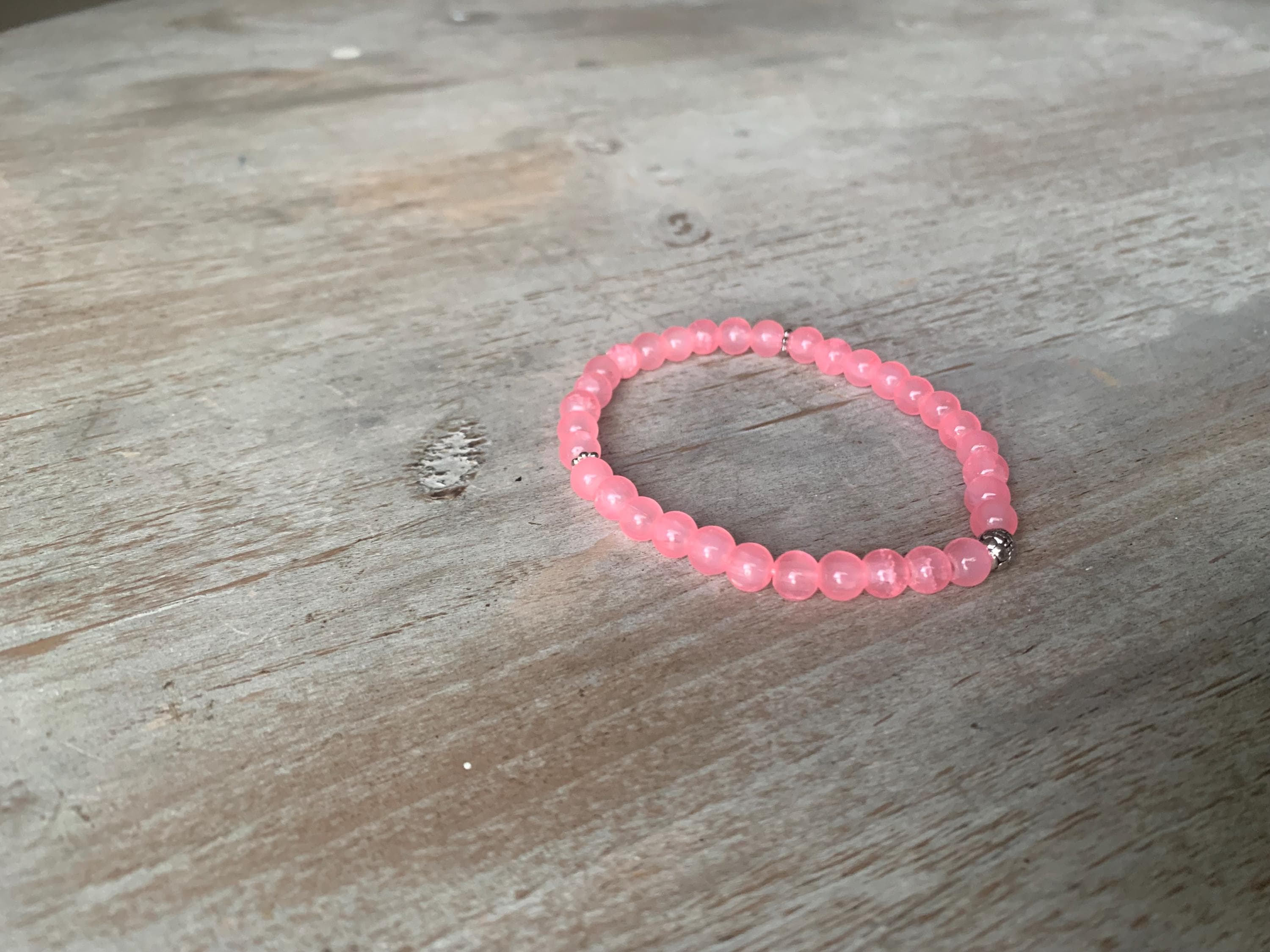 Pink Cracked Glass Bead Tasbih Bracelet (33 Beads) - image 4