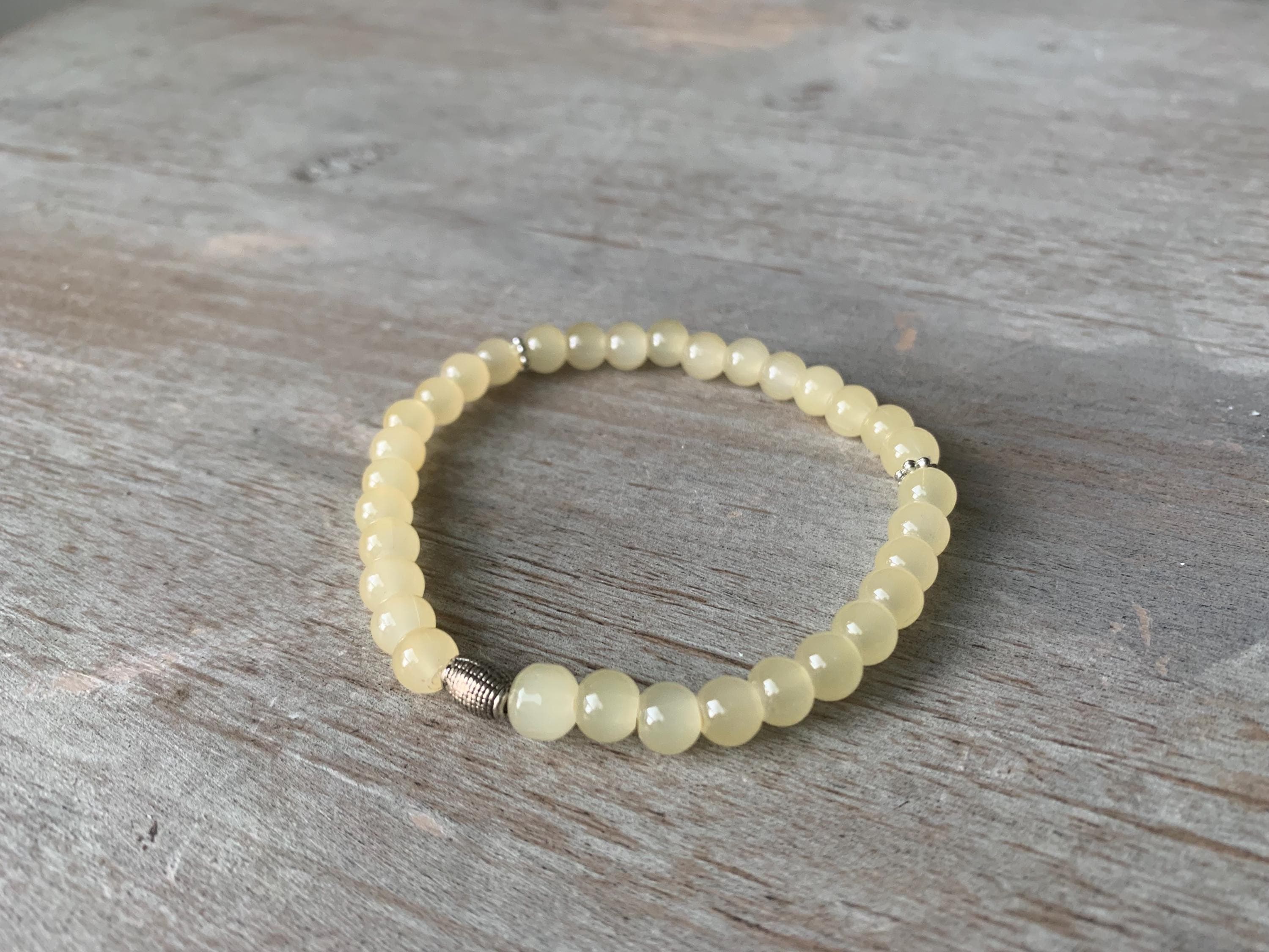 Light Yellow Glass Bead Tasbih Bracelet (33 Beads)