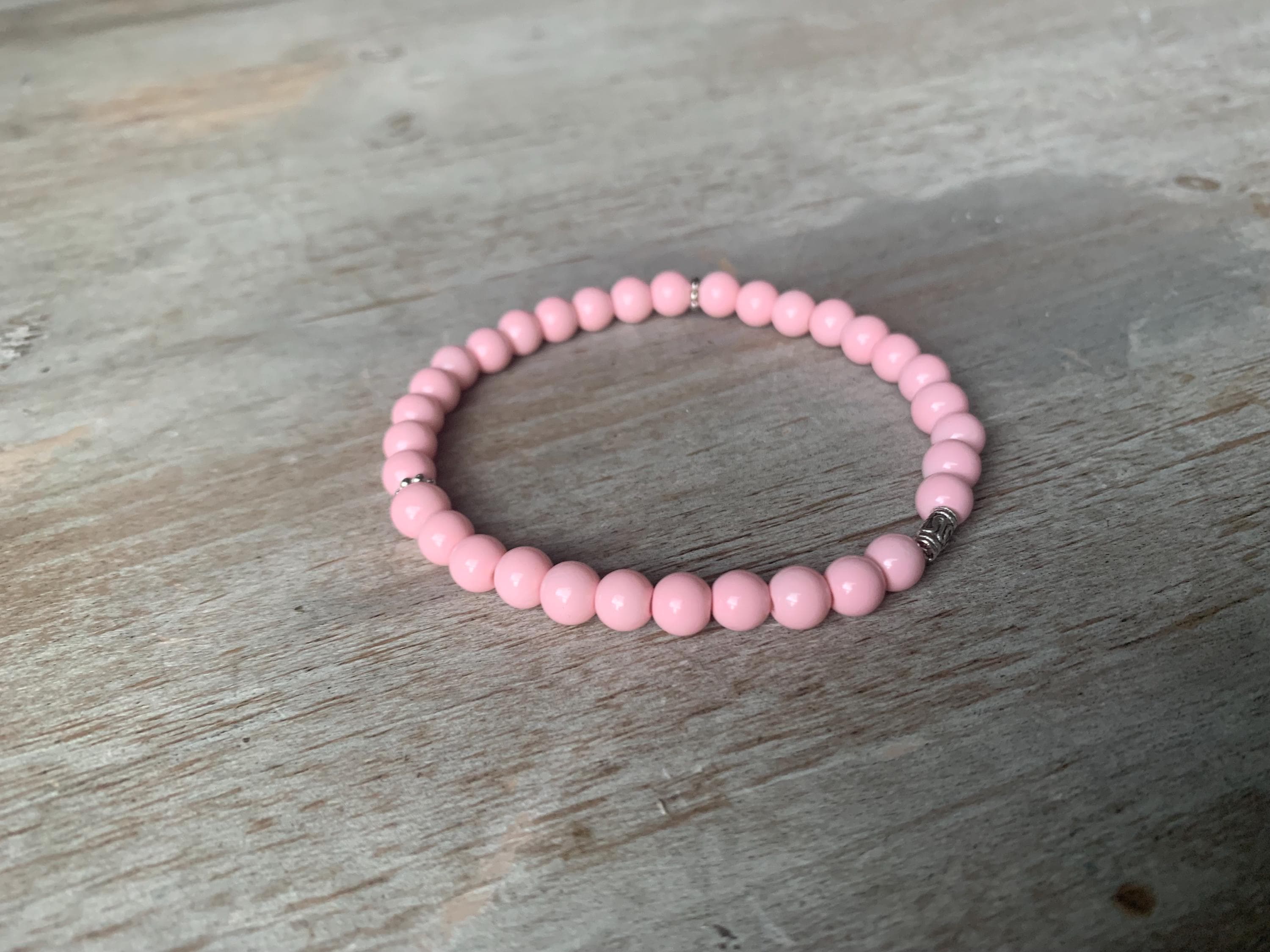 Light Pink Glass Bead Tasbih Bracelet (33 Beads)