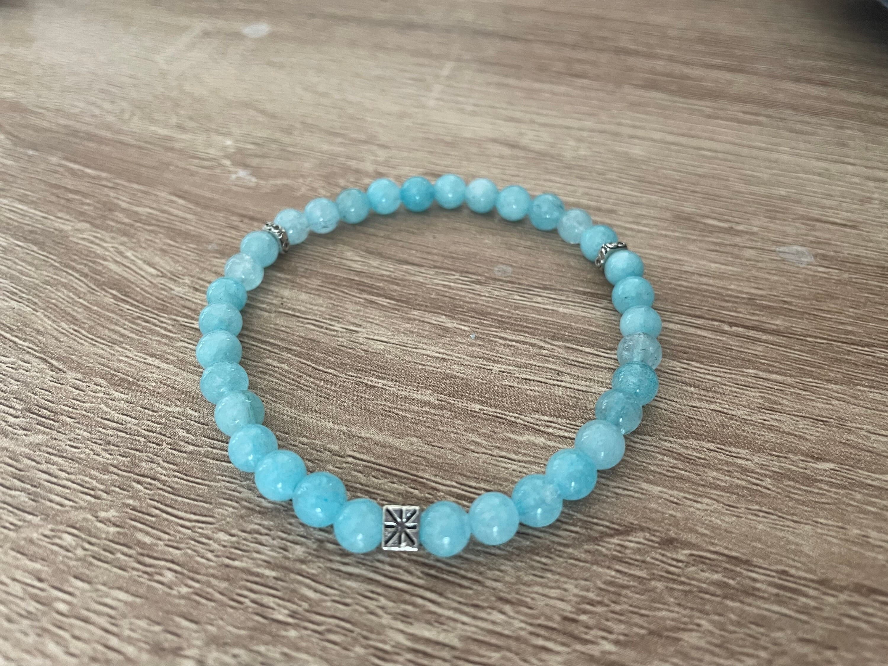 Light Blue Dyed Jade Tasbih Bracelet (33 beads)