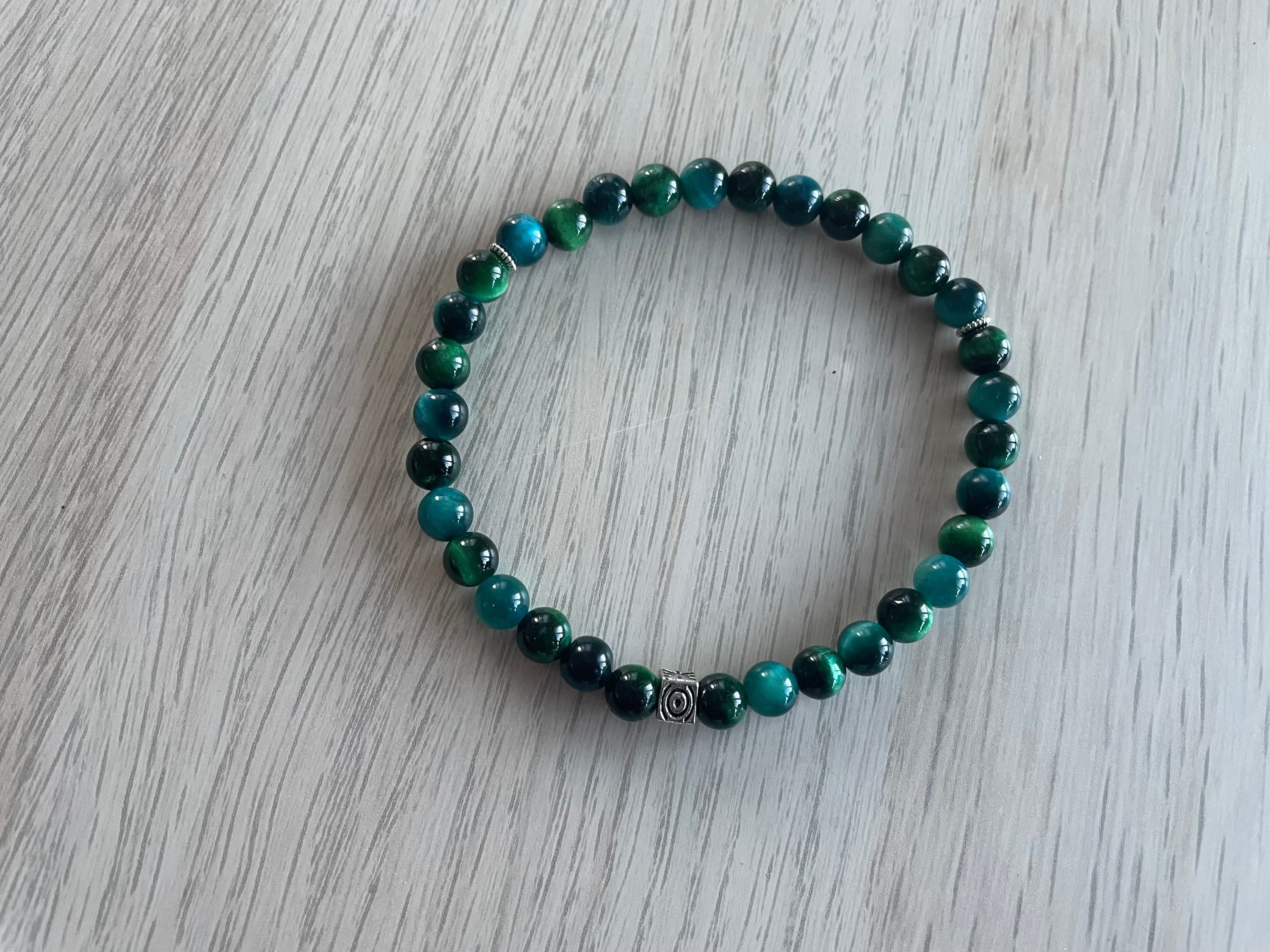 Blue and Green Tiger's Eye Tasbih Bracelet (33 beads) - image 3