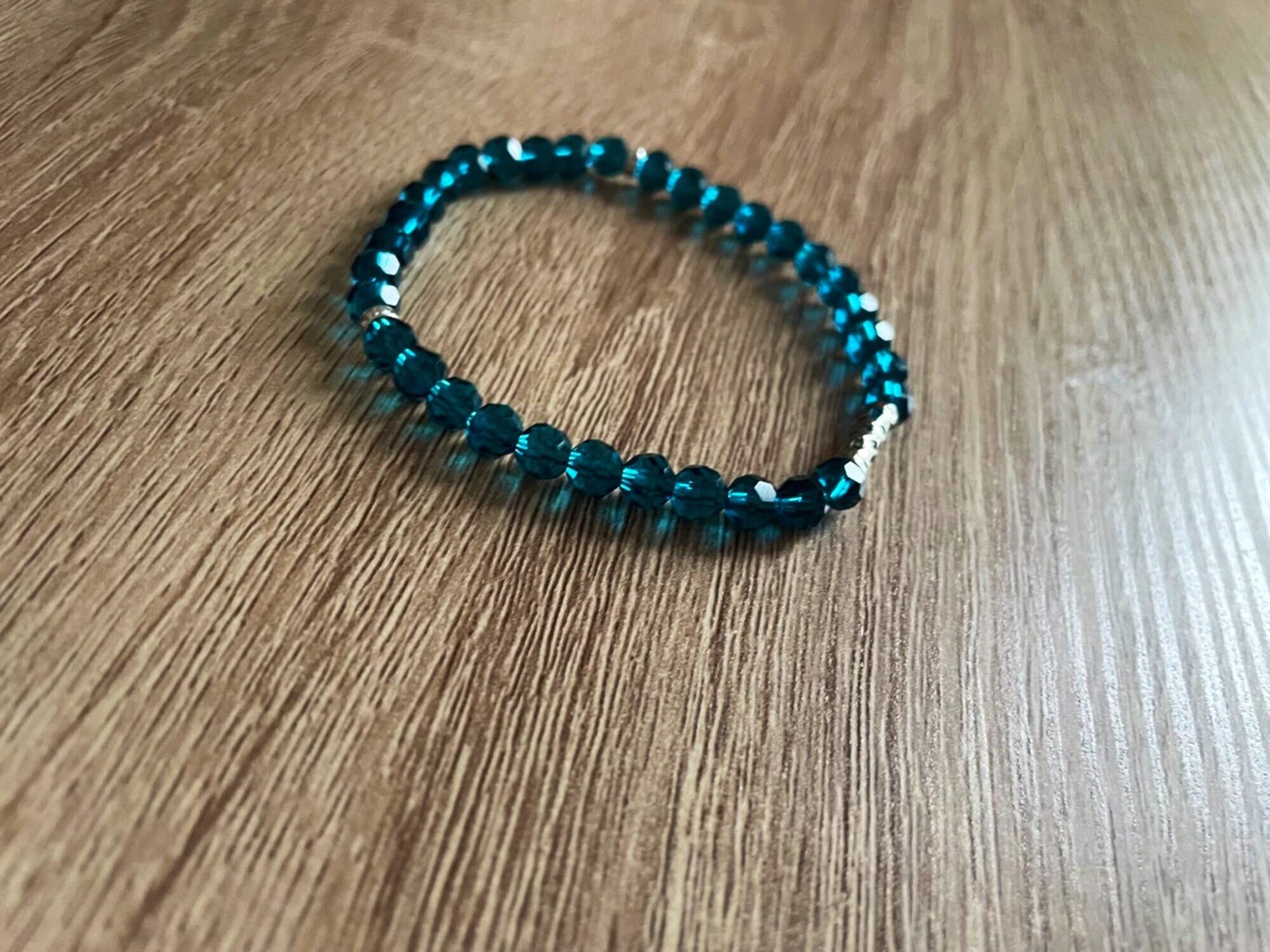 Dark Teal Crystal glass Bead Tasbih Bracelet (33 Beads) - image 5